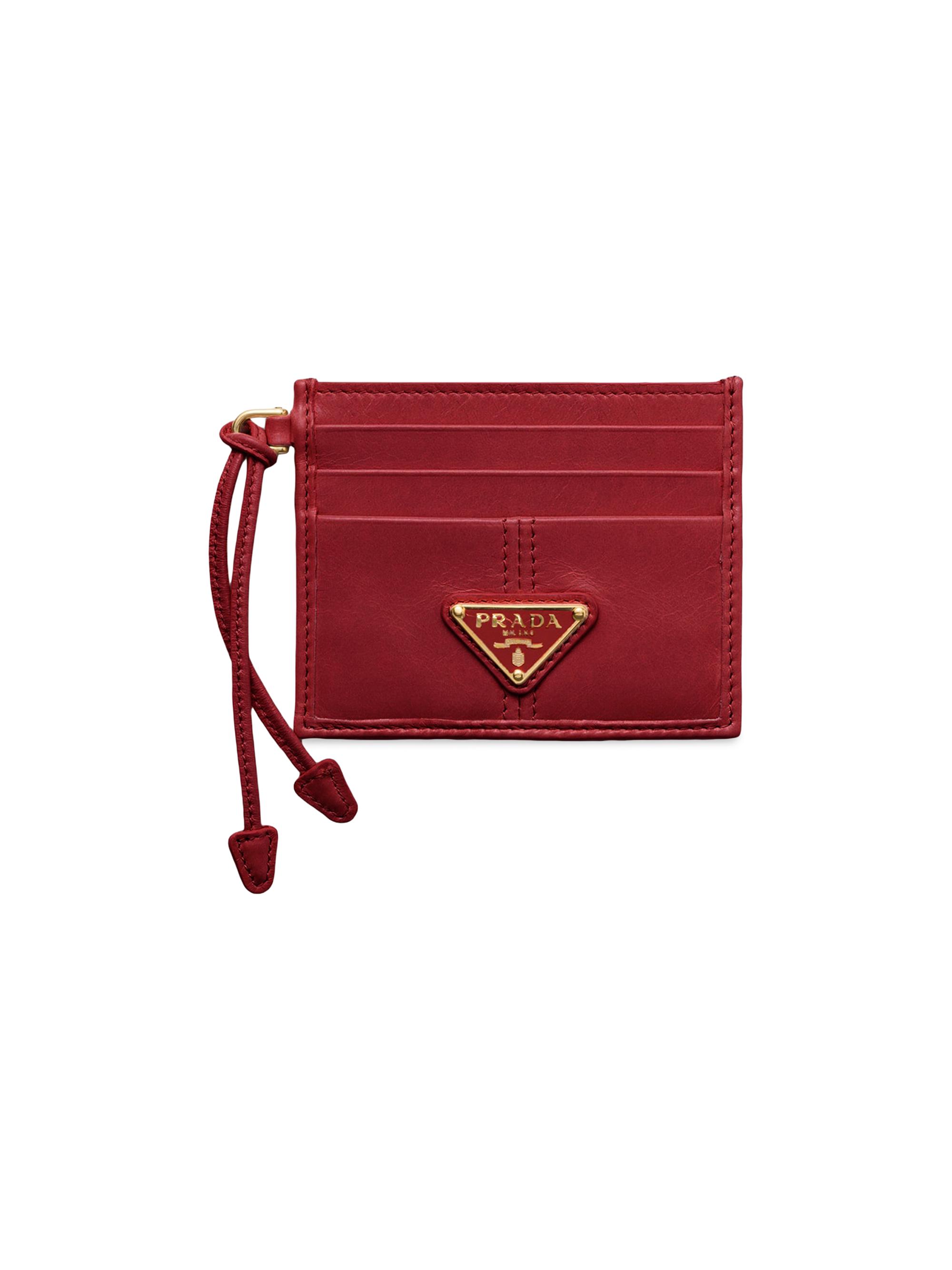 Prada Women's Leather Card Holder - Red
