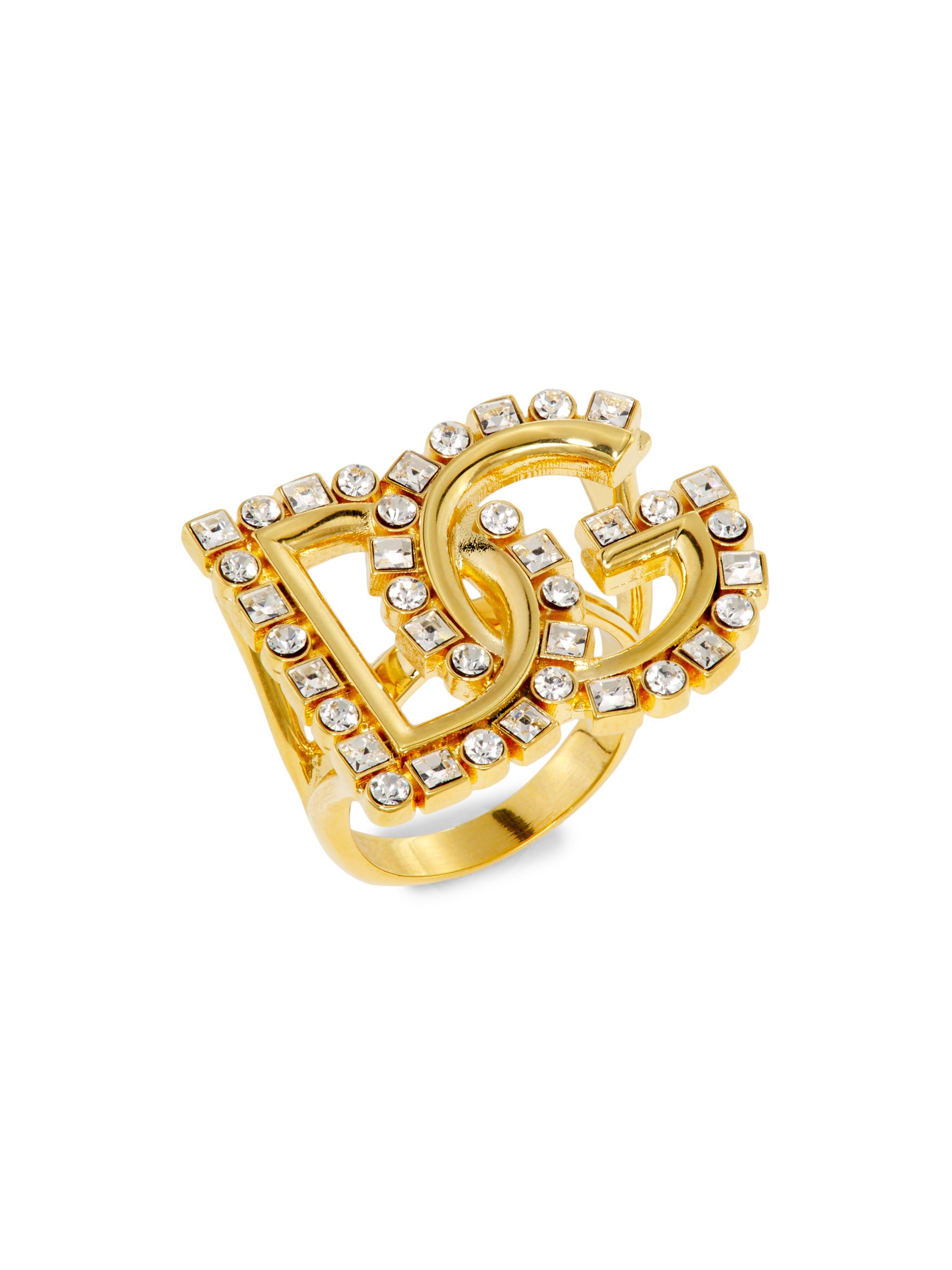 Dolce & Gabbana Women's Goldtone & Glass Crystal Monogram Ring - Gold