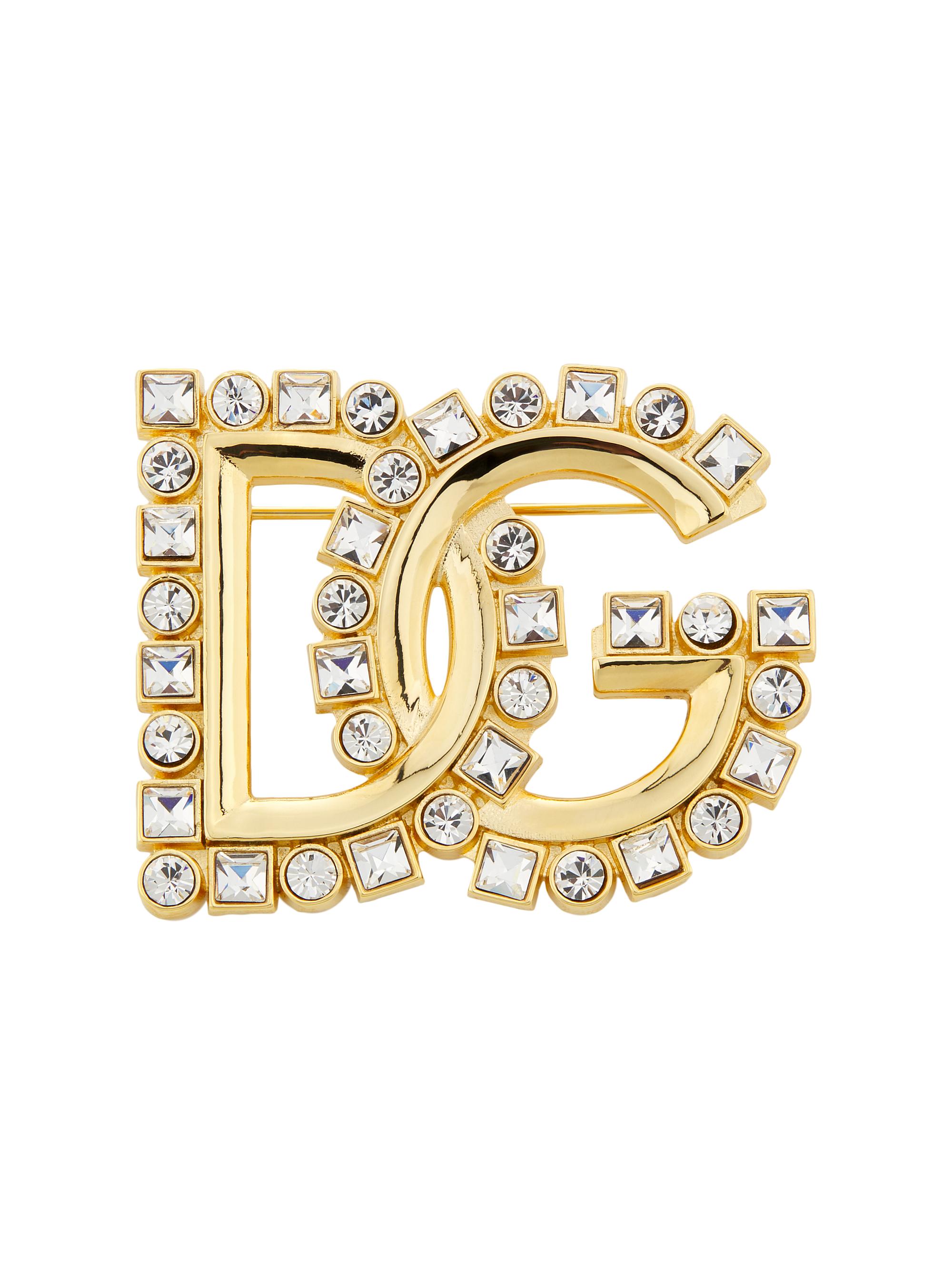 Dolce & Gabbana Women's Goldtone & Glass Crystal Monogram Brooch - Gold