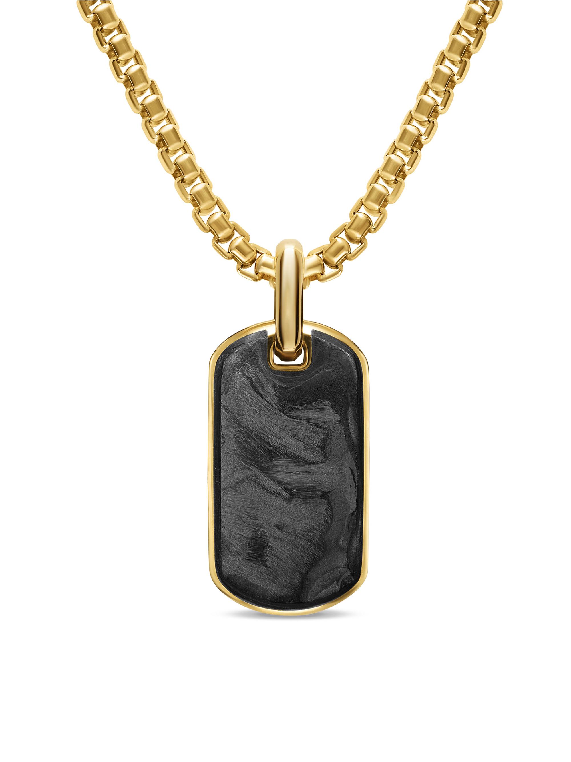 David Yurman Men's Streamline Tag in 18K Yellow Gold with Forged Carbon, 21.2MM - Forged Carbon