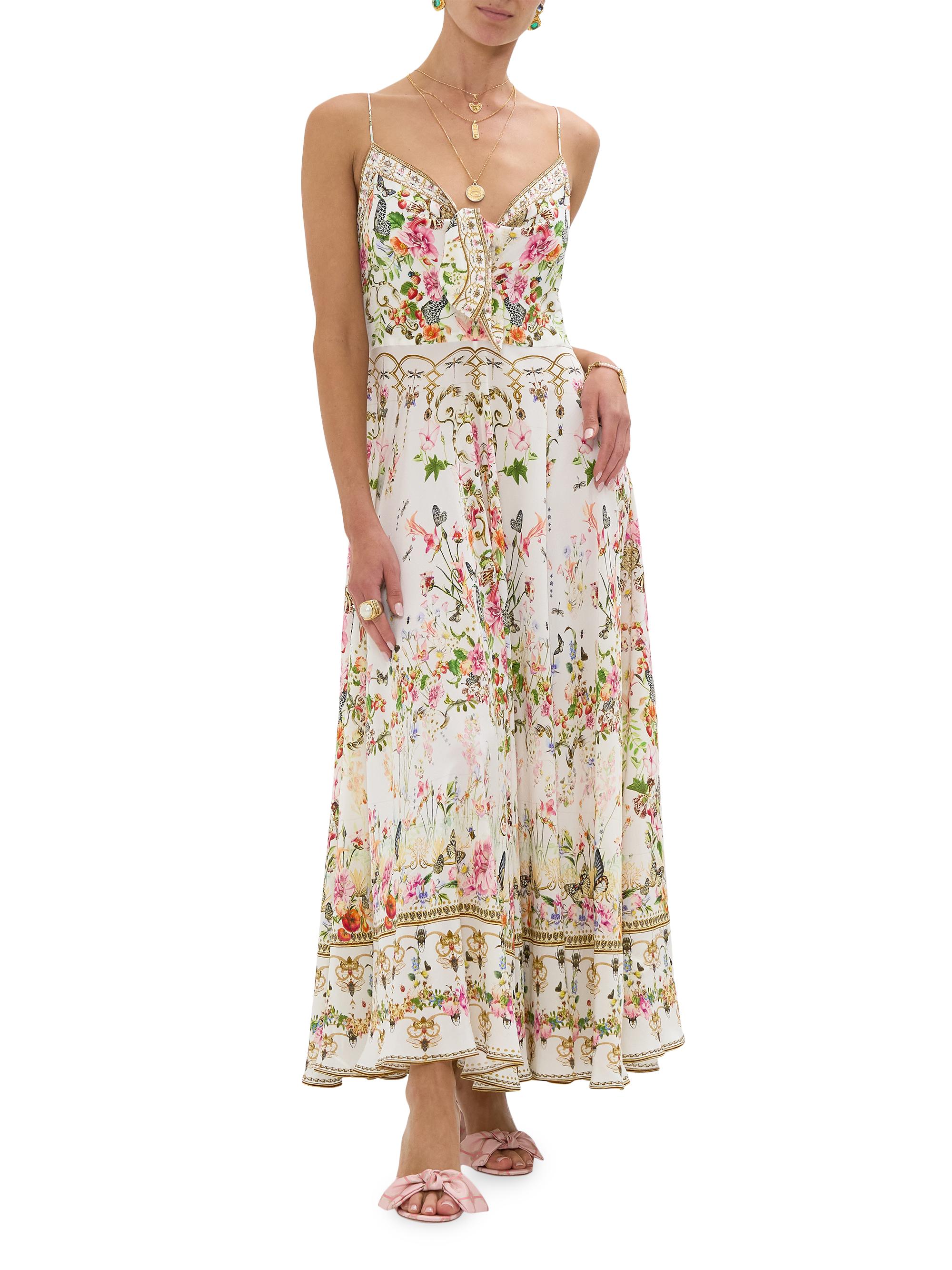 Camilla “Egyptian Rose” white floral silk oversized boho hair scrunchie Camilla “Egyptian Rose” white floral silk oversized boho  main image 2