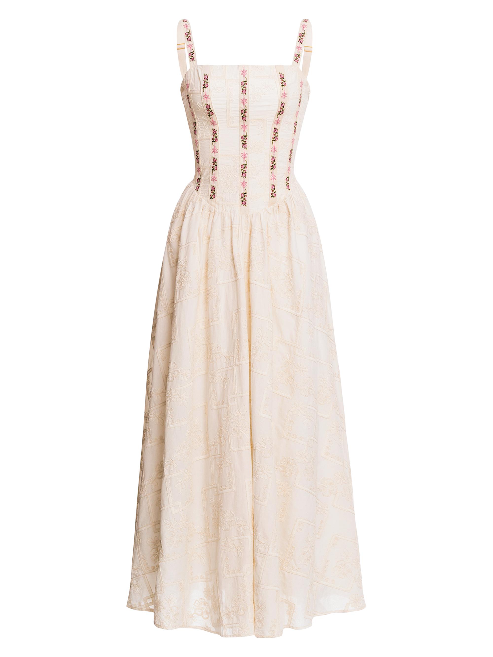 Agua Bendita Women's Emerald Meraki Embroidered Sleeveless Maxi Dress