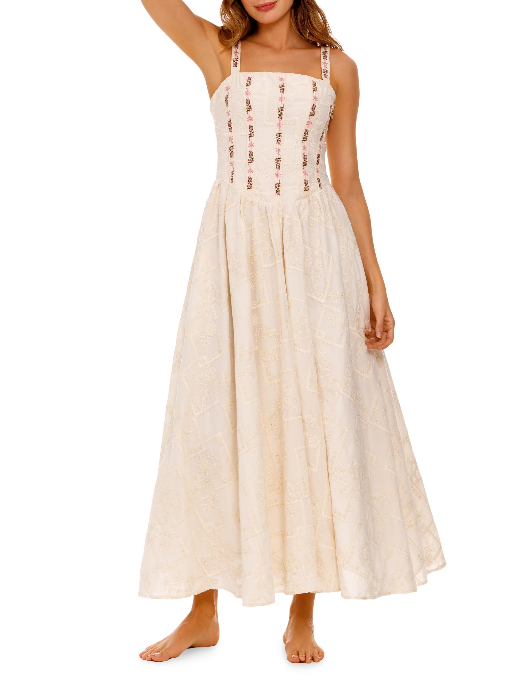 Agua Bendita Emerald Meraki Embroidered Sleeveless Maxi Dress