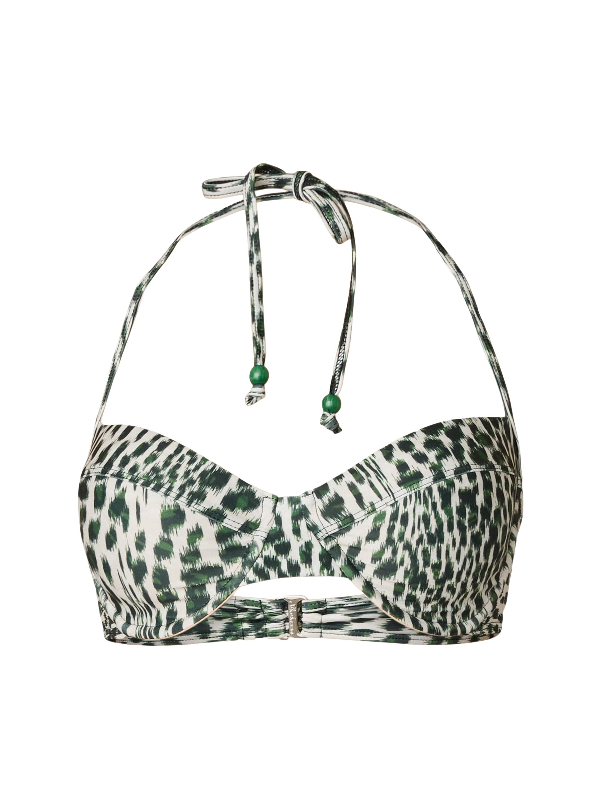 Shoshanna Women's Printed Bustier Halter Bikini Top -  Olive