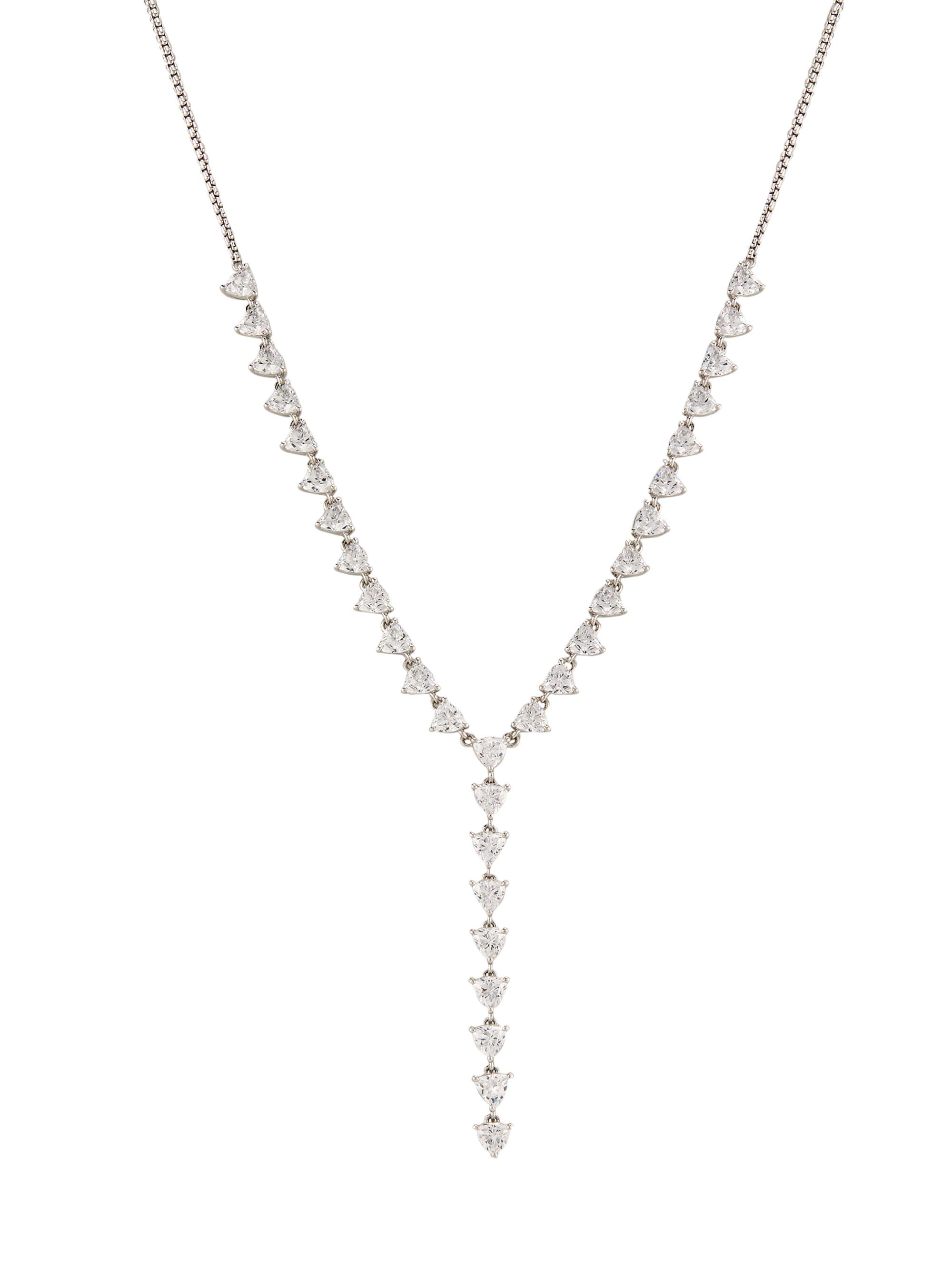 Adriana Orsini Women's Gwen Rhodium-Plated & Cubic Zirconia Y Necklace - Silver