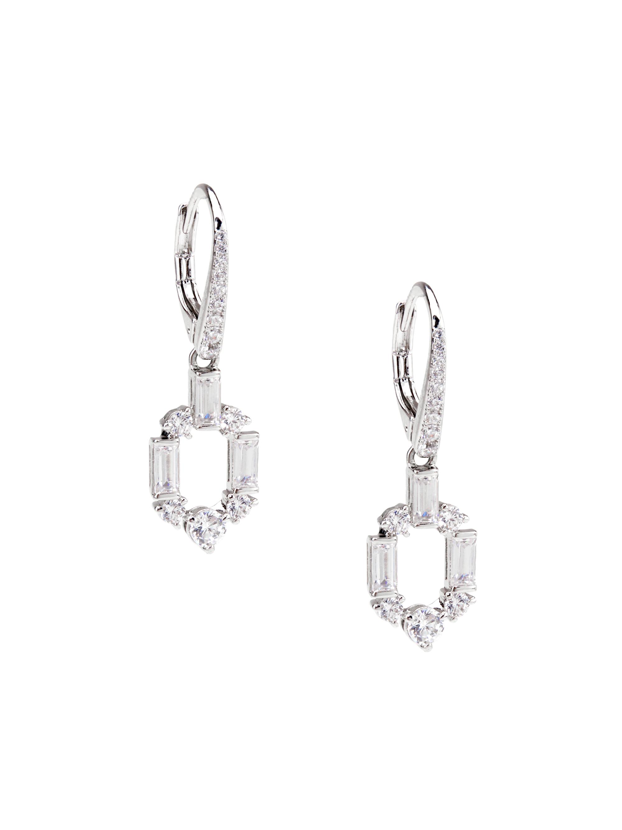 Adriana Orsini Women's Gwen Rhodium-Plated & Cubic Zirconia Link Drop Earrings - Silver