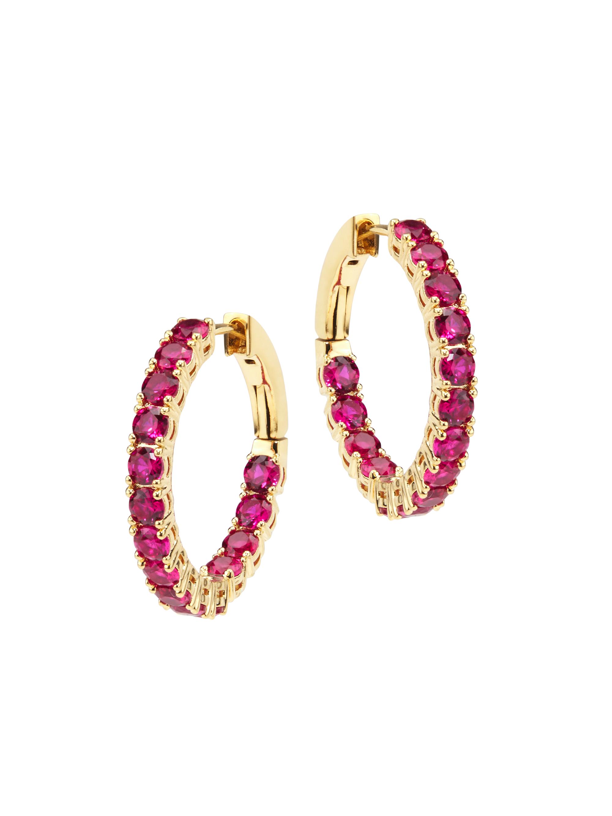 Adriana Orsini Women's Perfect Tennis Color 18K-Gold-Plated Sterling Silver & Crystal Hoop Earrings - Dark Pink