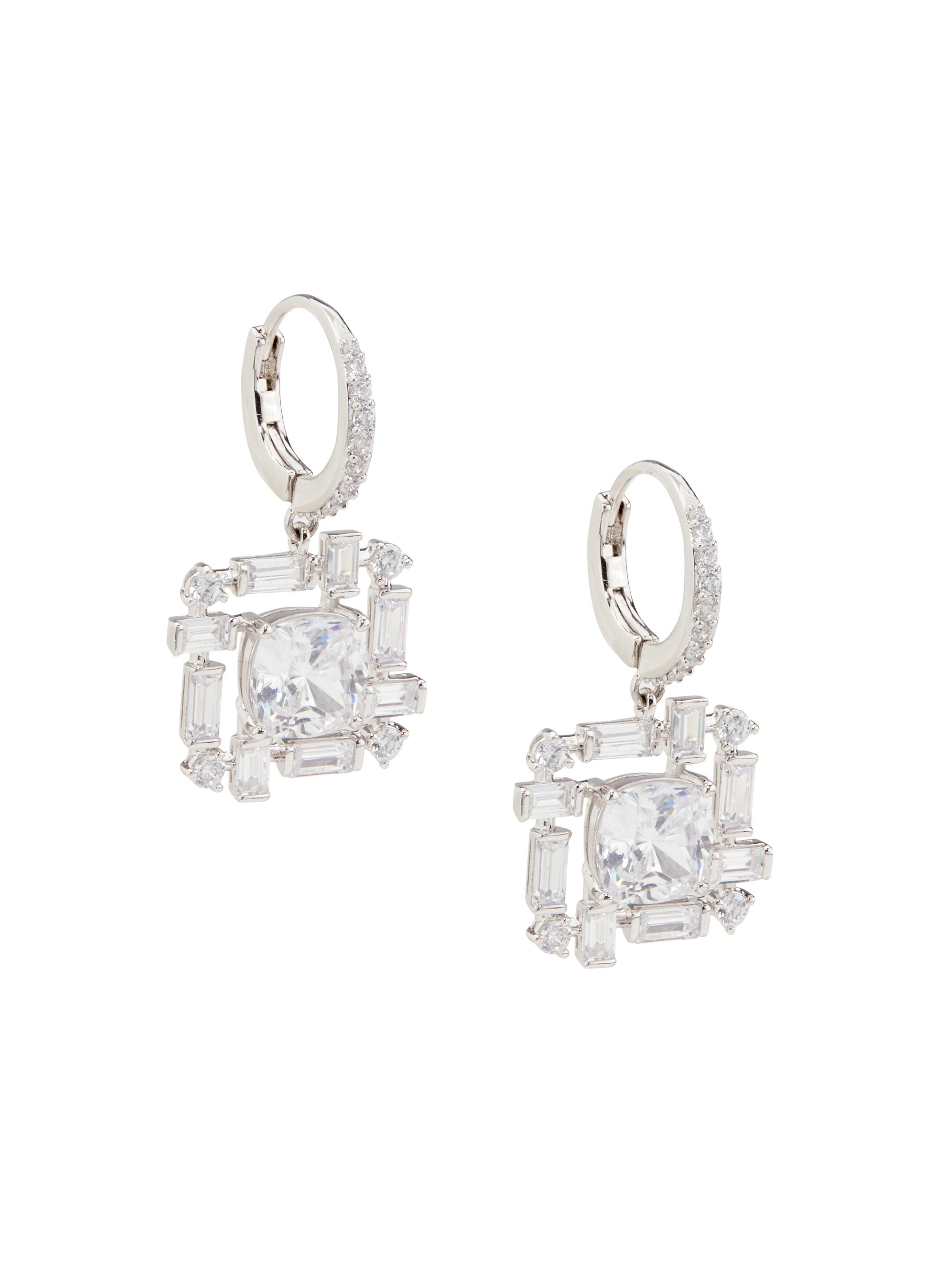Adriana Orsini Women's Gwen Rhodium-Plated & Cubic Zirconia Cluster Drop Earrings - Silver