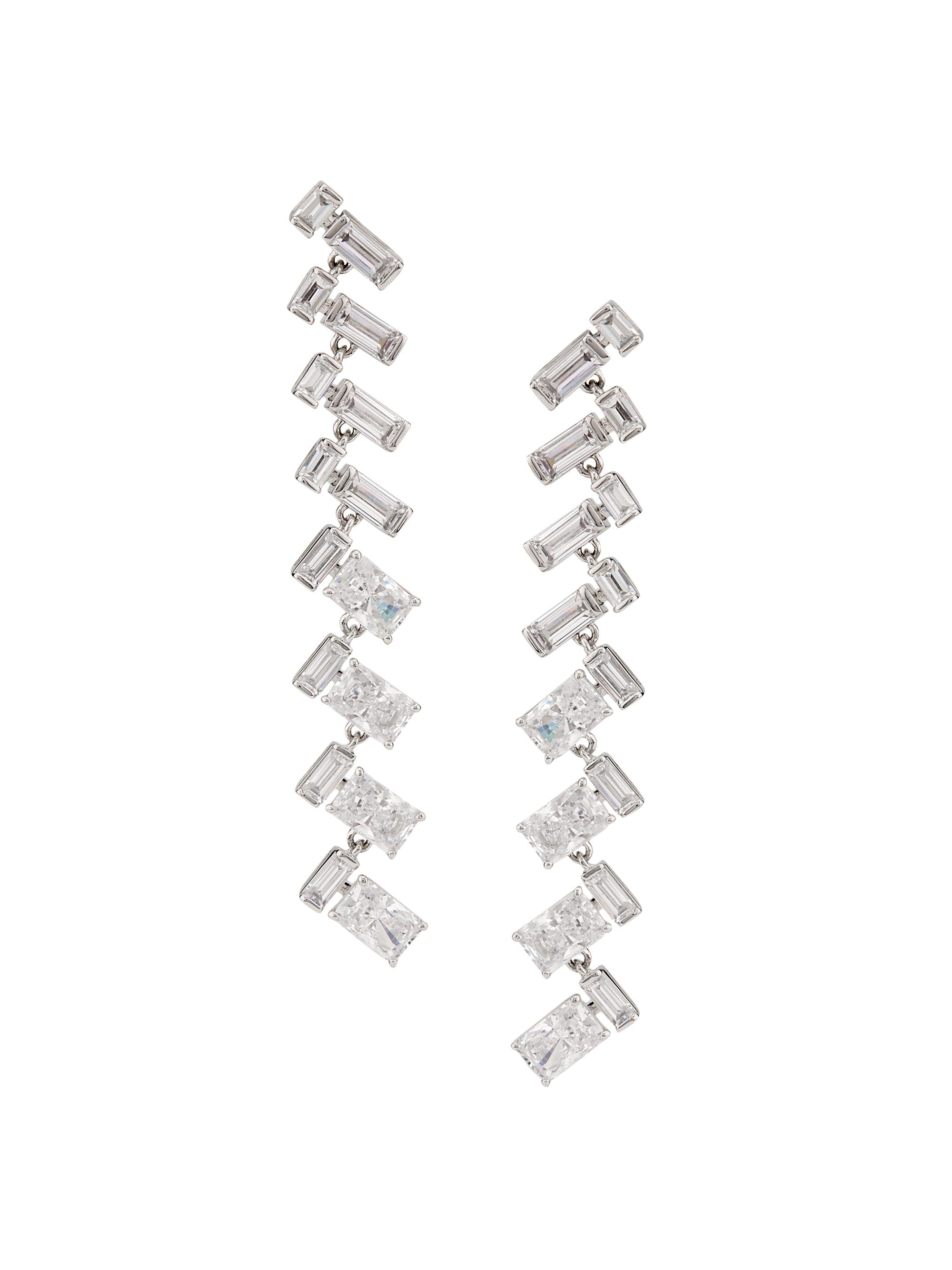 Adriana Orsini Women's Gwen Rhodium-Plated & Cubic Zirconia Herringbone Drop Earrings - Silver
