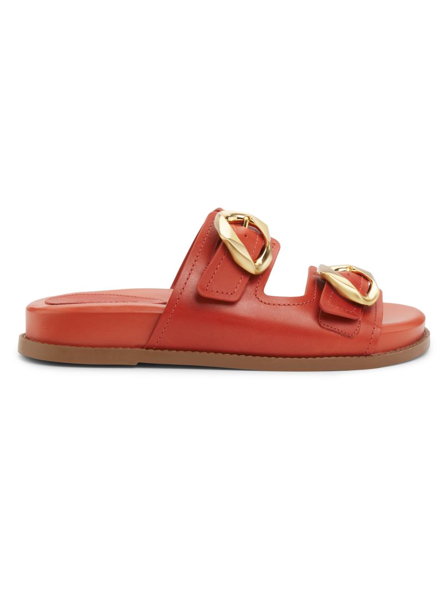 Schutz Olga Buckle-Accented Leather Sandals | Saks Fifth Avenue