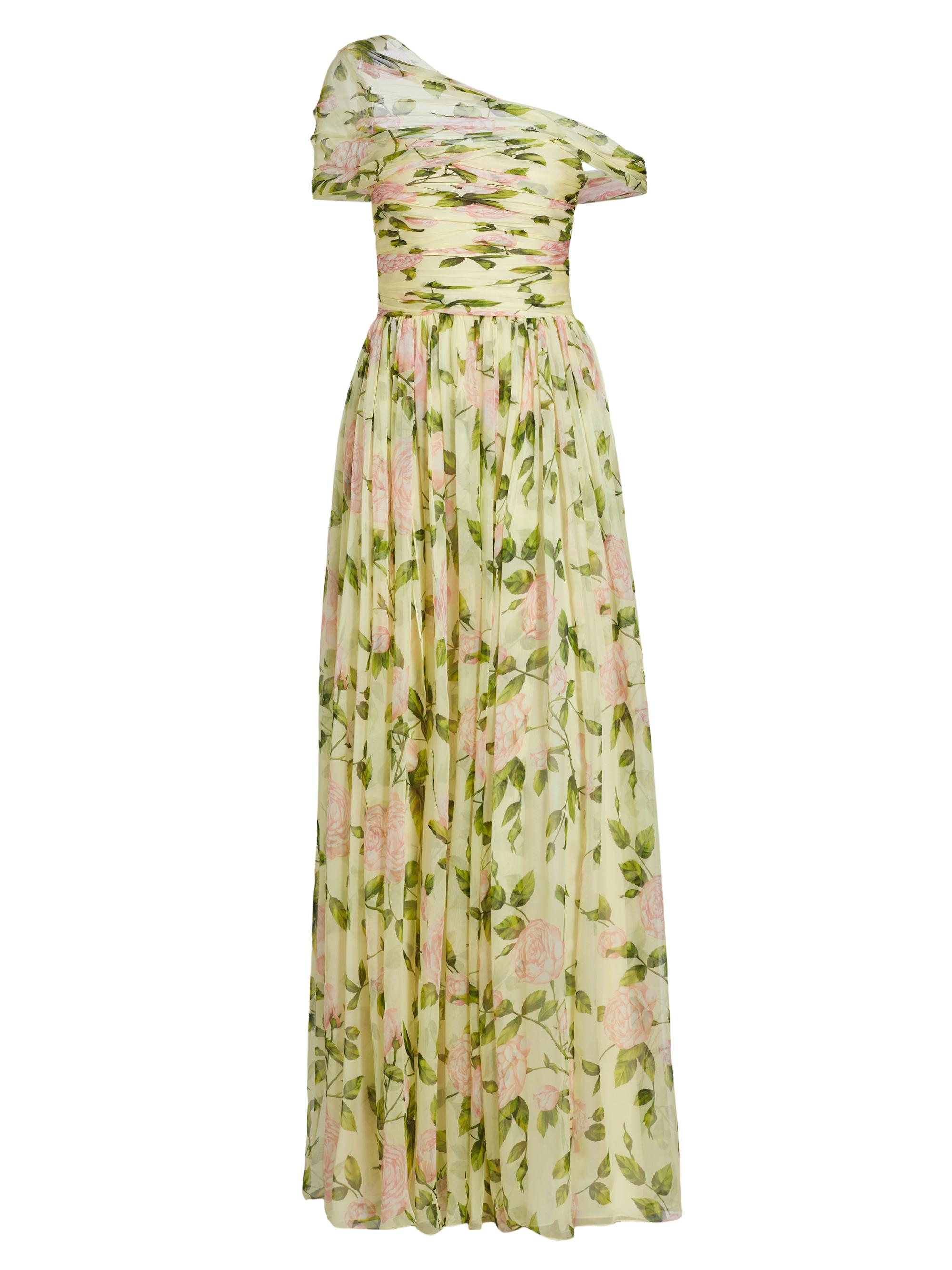 Oscar de la Renta Women's English Rose Silk Chiffon Gown - Pink Lt Yellow