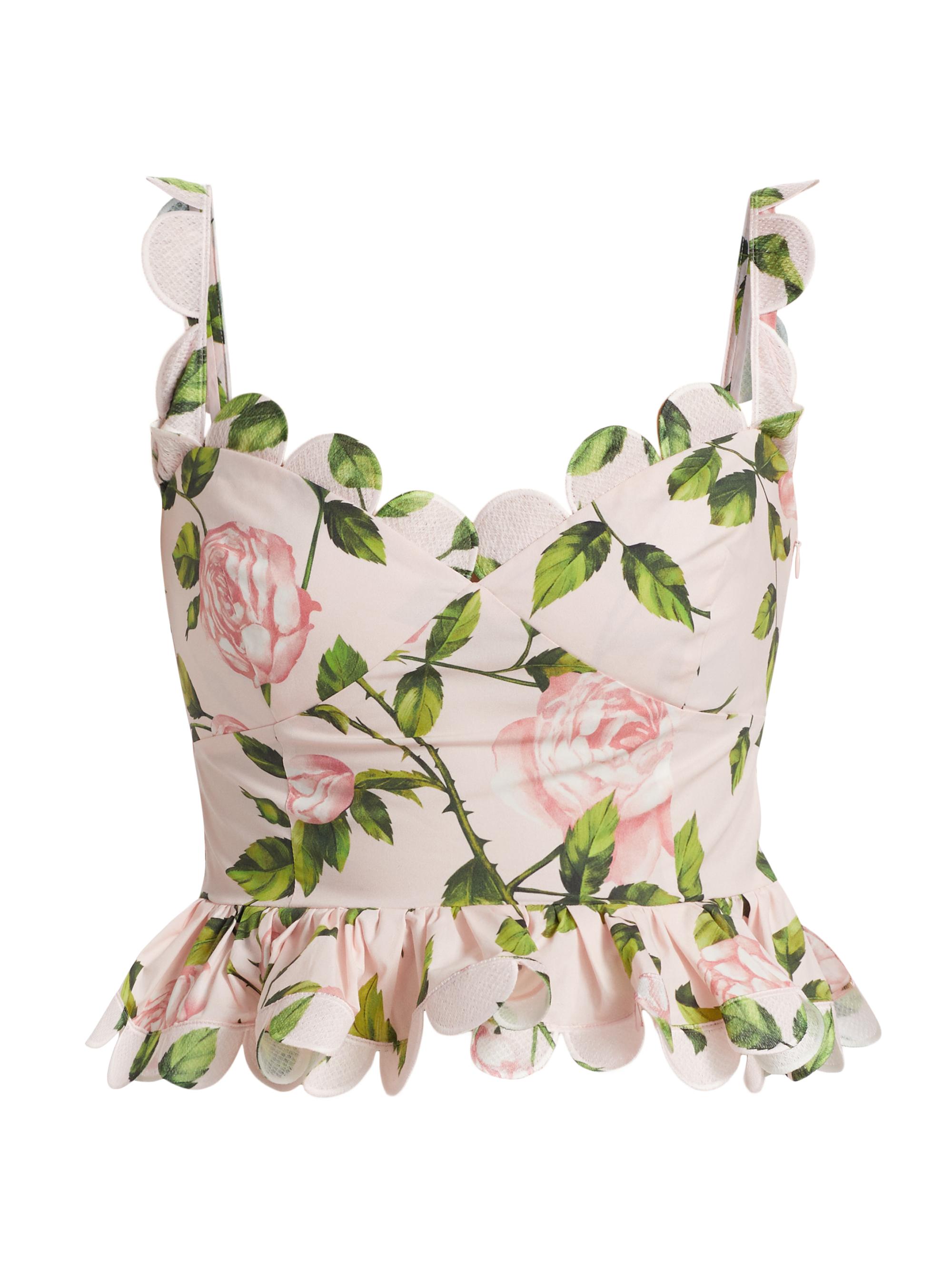 Oscar de la Renta Women's English Roses Peplum Poplin Blouse - Pink Blush