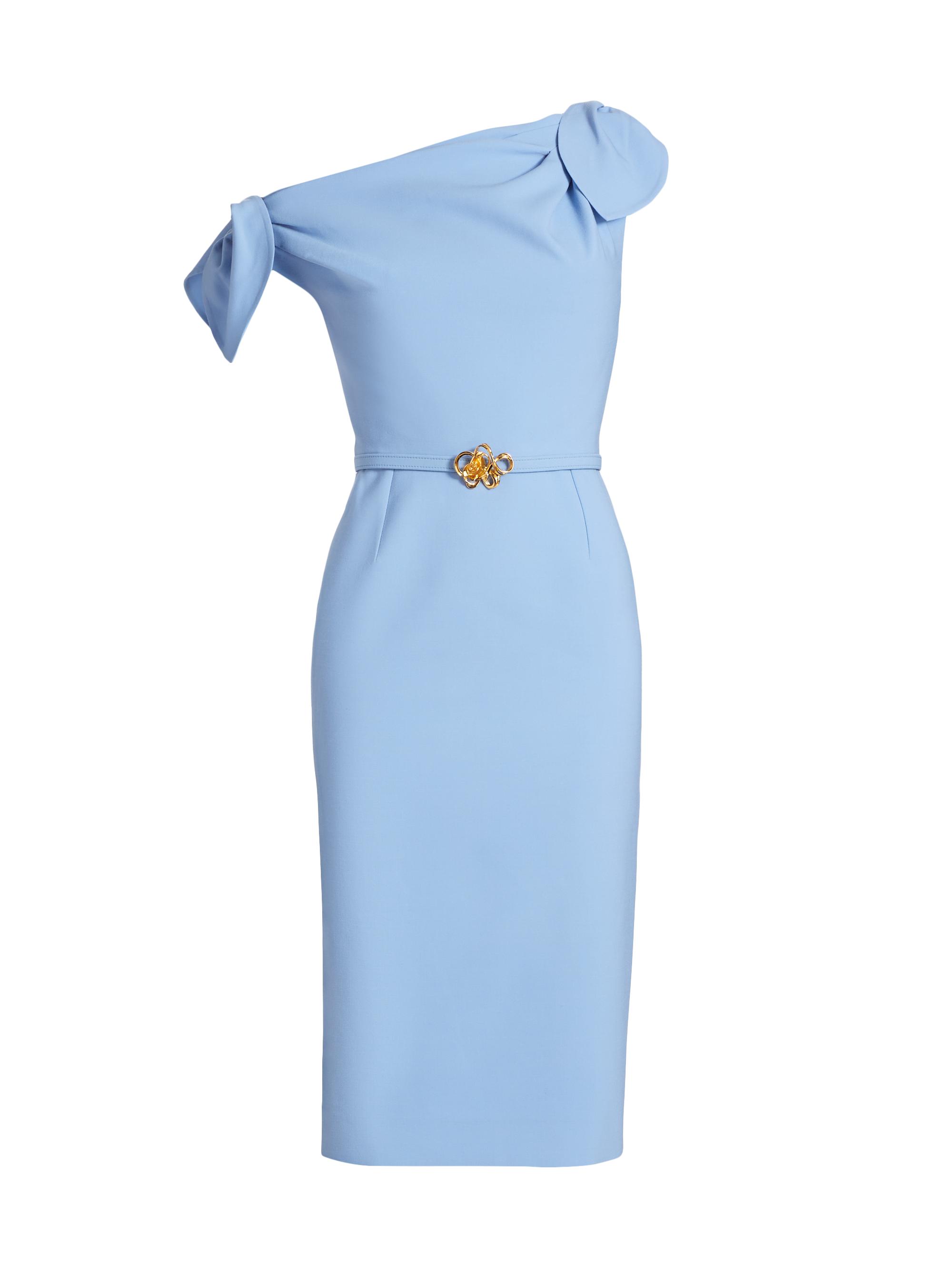 Oscar de la Renta Women's Draped Belted One-Shoulder Sheath Dress - Opal