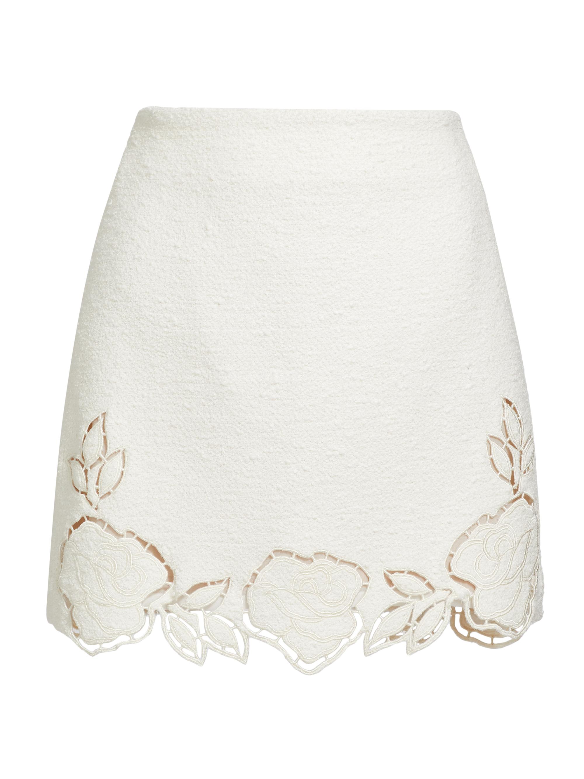 Oscar de la Renta Women's Tweed Floral Cut-Out Miniskirt -