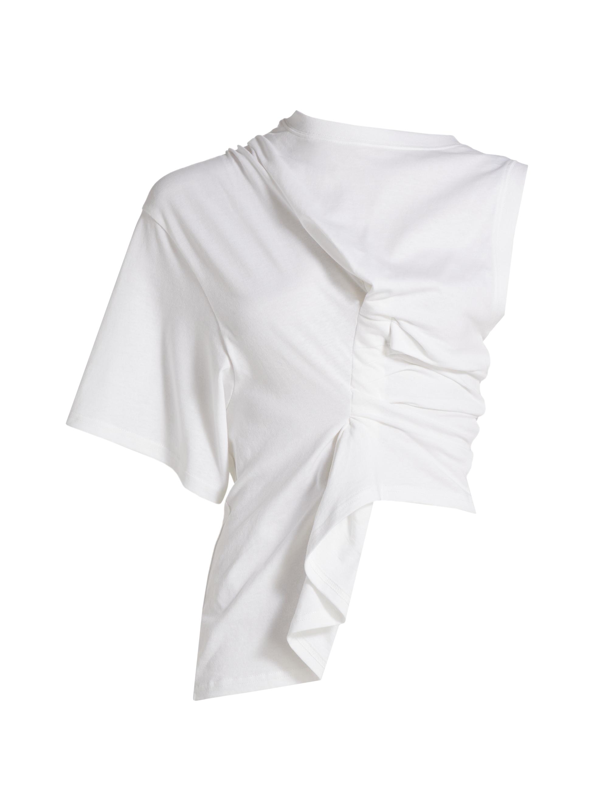 A.W.A.K.E. Mode Women's Asymmetrical Knotted Jersey Top - White