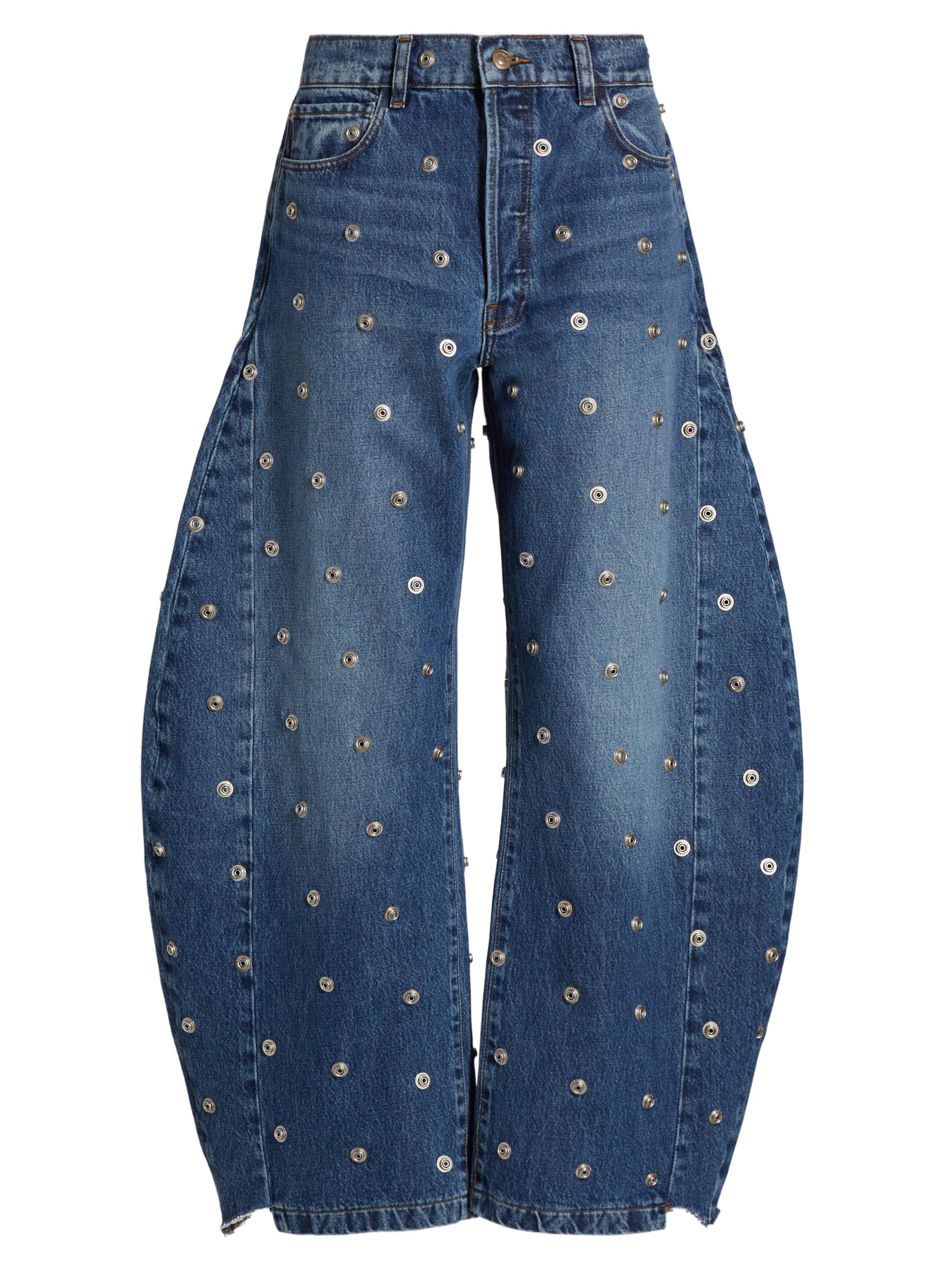 Mode Studded Barrel-Leg Jeans Saks Fifth Avenue
