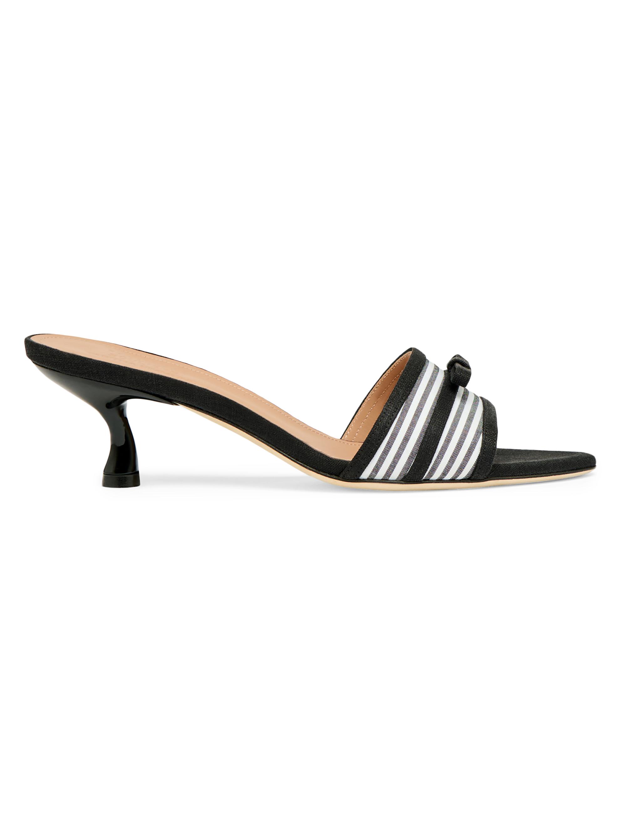 Malone Souliers Women's Tabitha Simmons x  Eloise 45MM Striped Sandals - Black