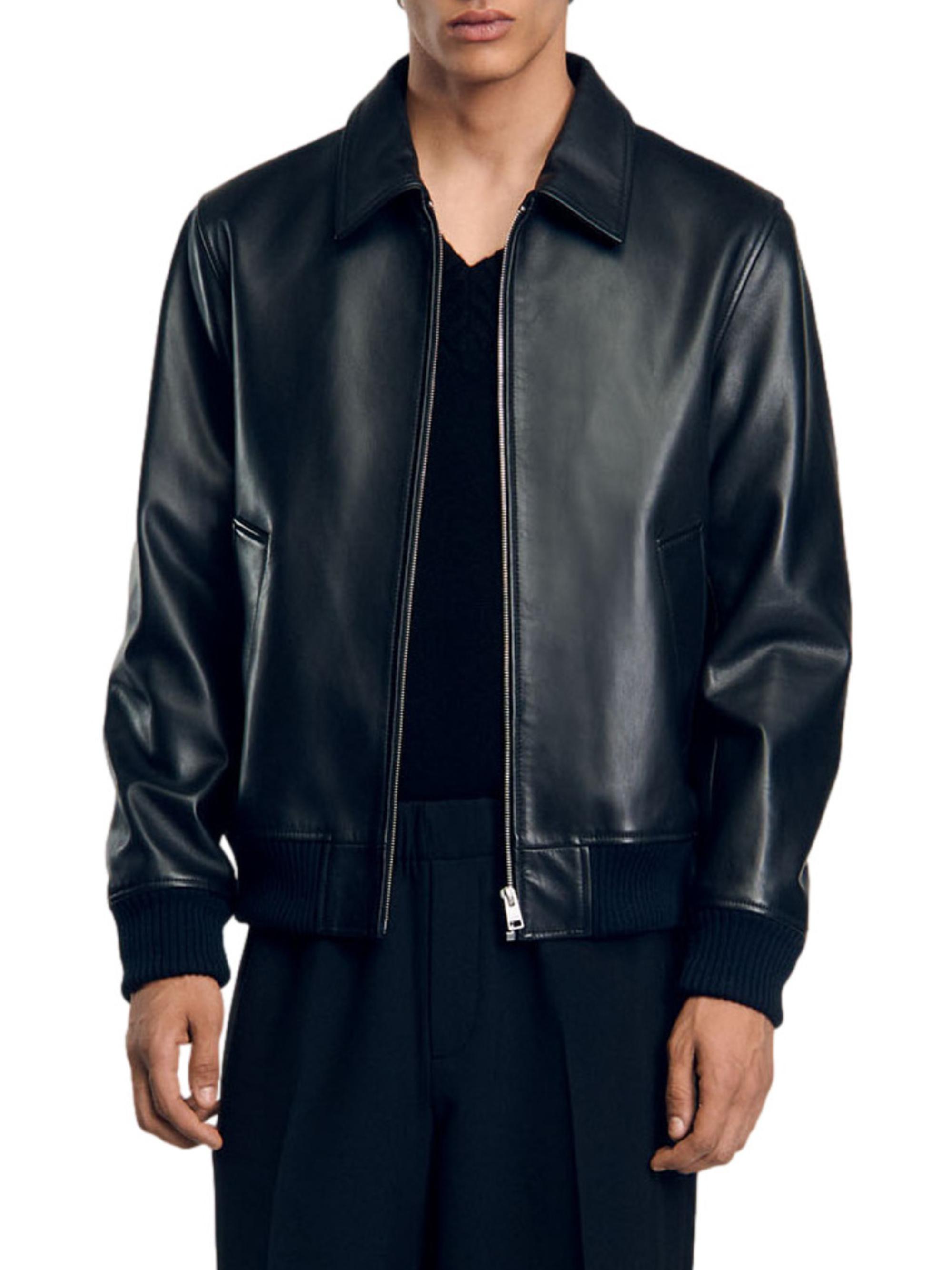 Sandro Plain Leather Jacket | Saks Fifth Avenue