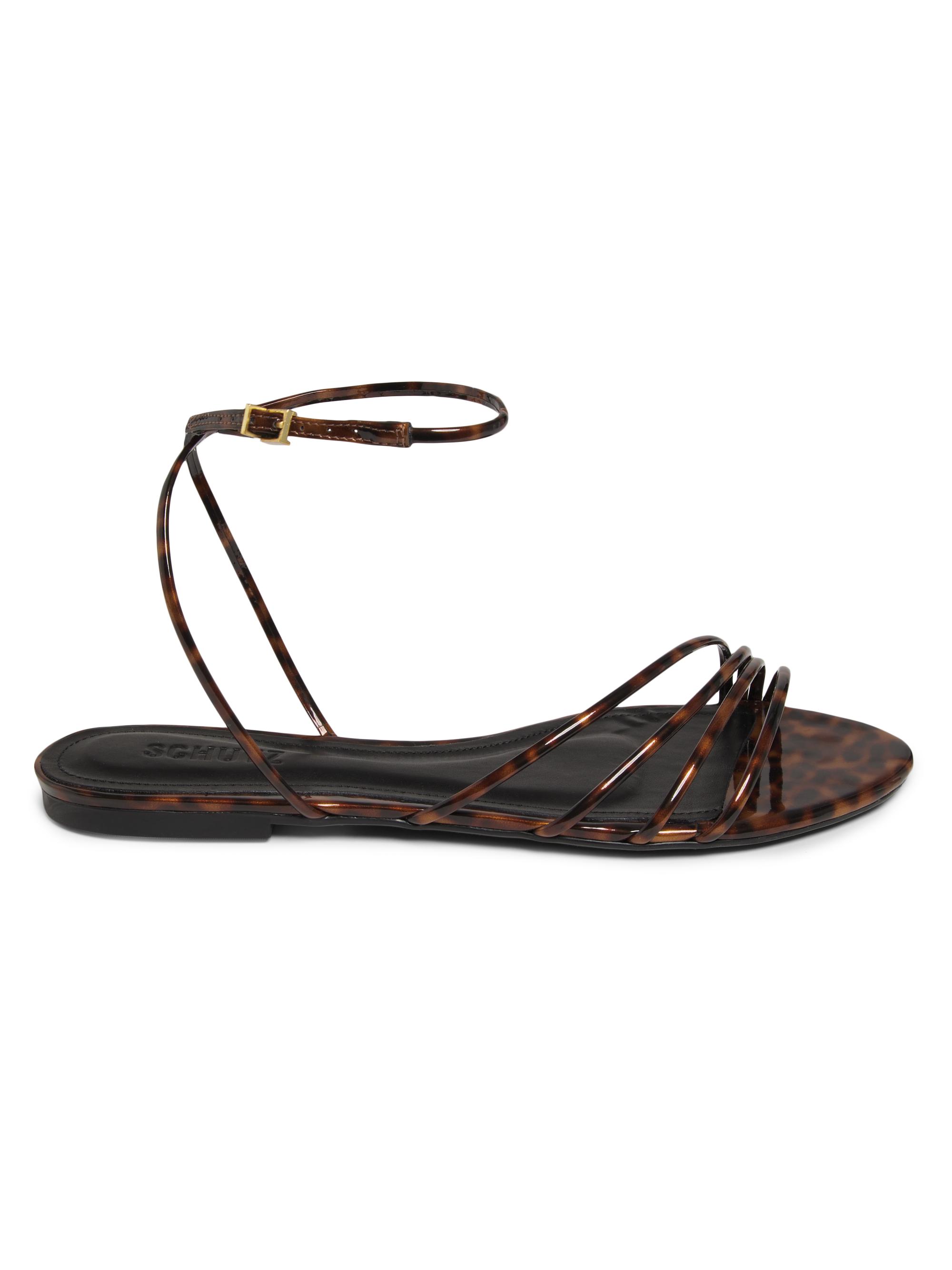 Schutz Women's Inez Patent Leather Sandals - Brown