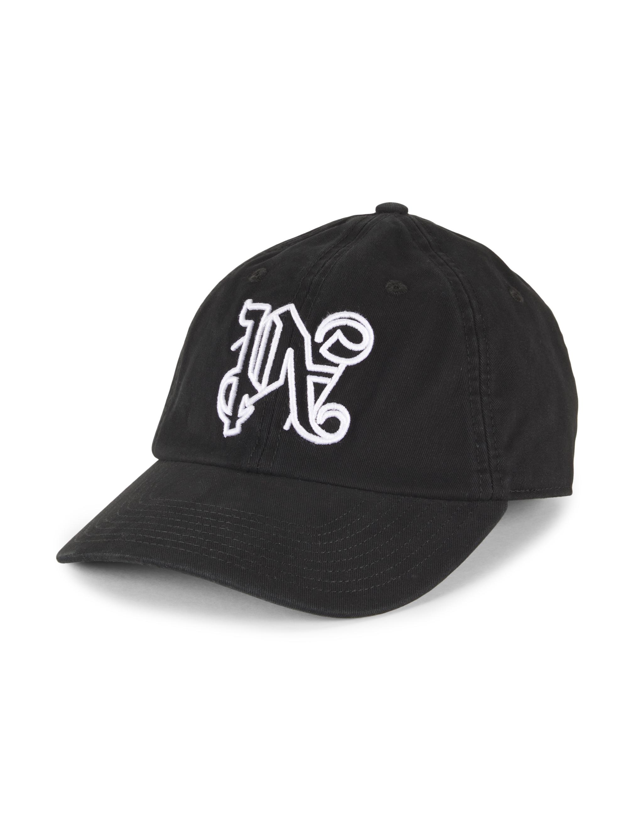 Palm Angels Men's Monogram Logo Cap - Black White