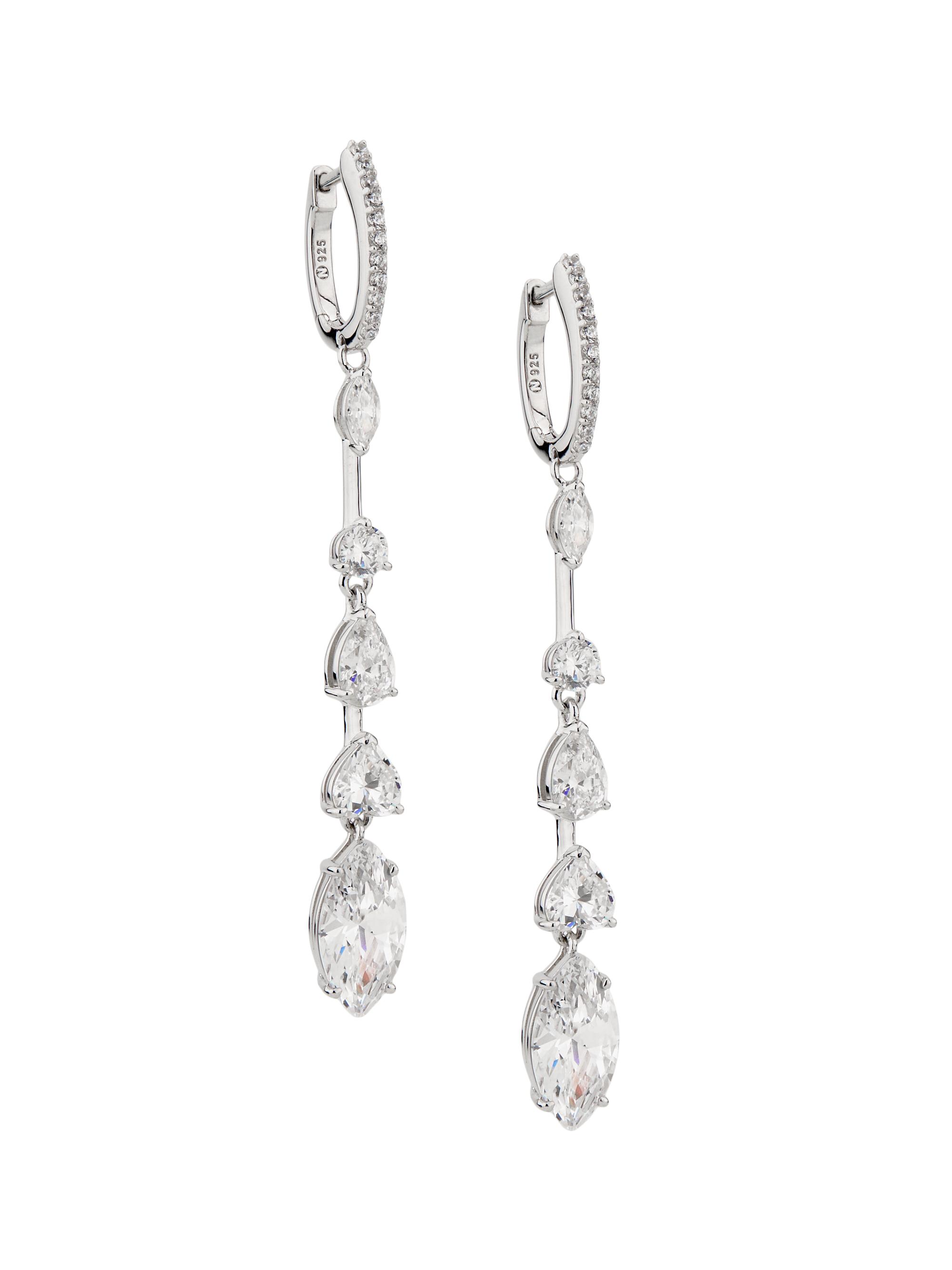 Adriana Orsini Women's Impress Sterling Silver & Cubic Zirconia Linear Drop Earrings - Silver