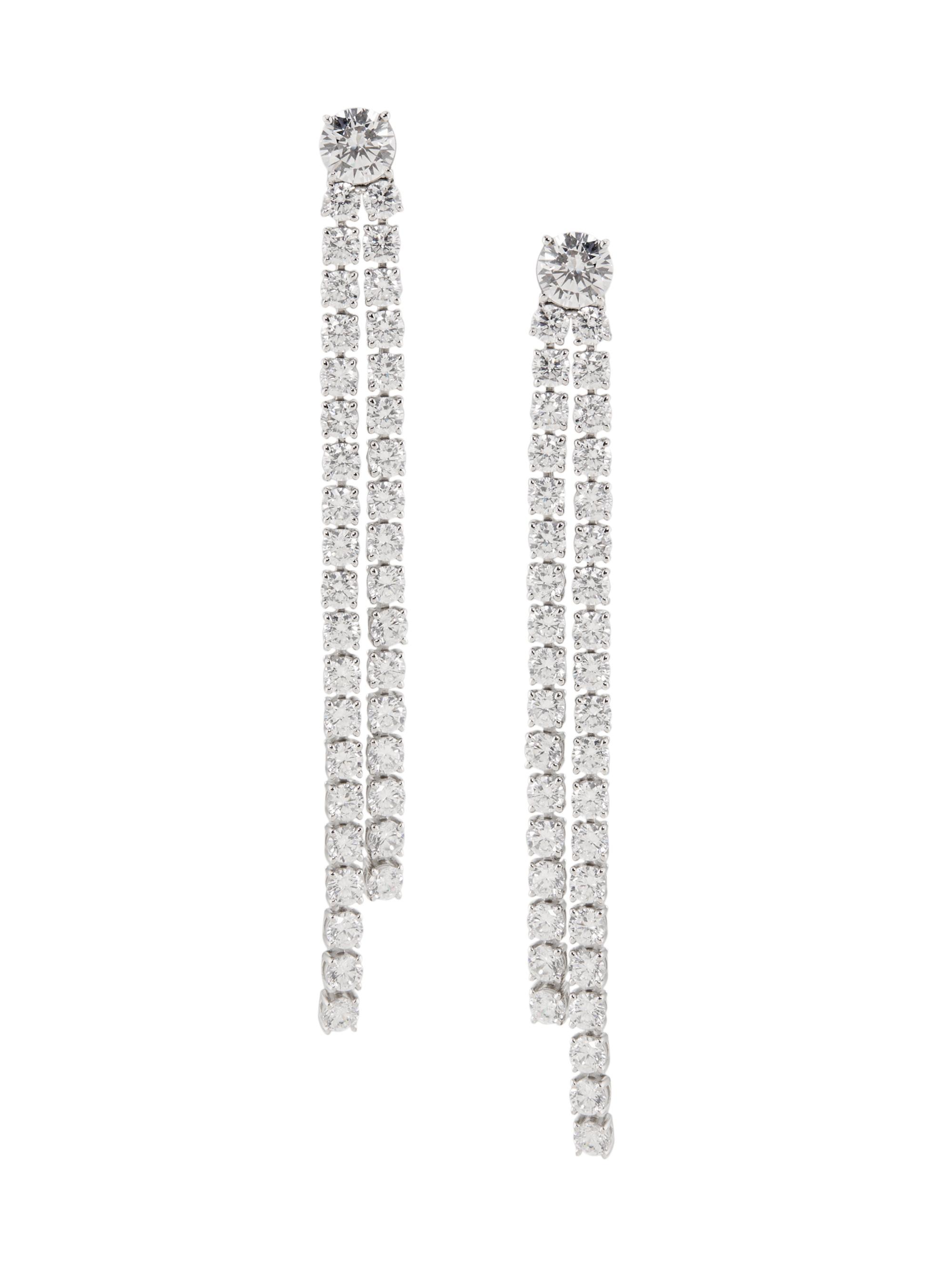Adriana Orsini Women's Diana Rhodium-Plated & Cubic Zirconia Double Linear Earrings - Silver