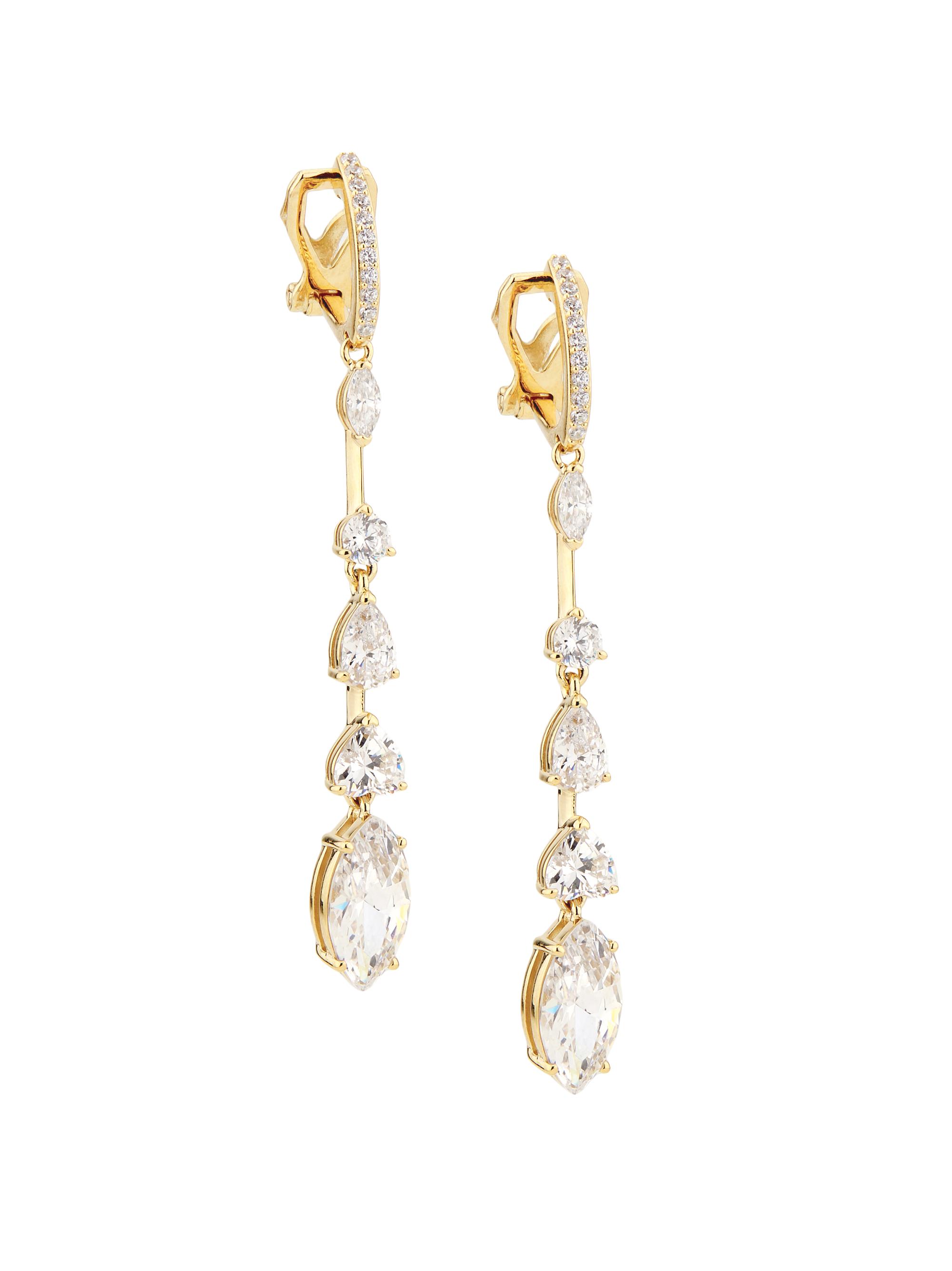 Adriana Orsini Women's Impress Sterling Silver & Cubic Zirconia Linear Clip-On Earrings - Gold