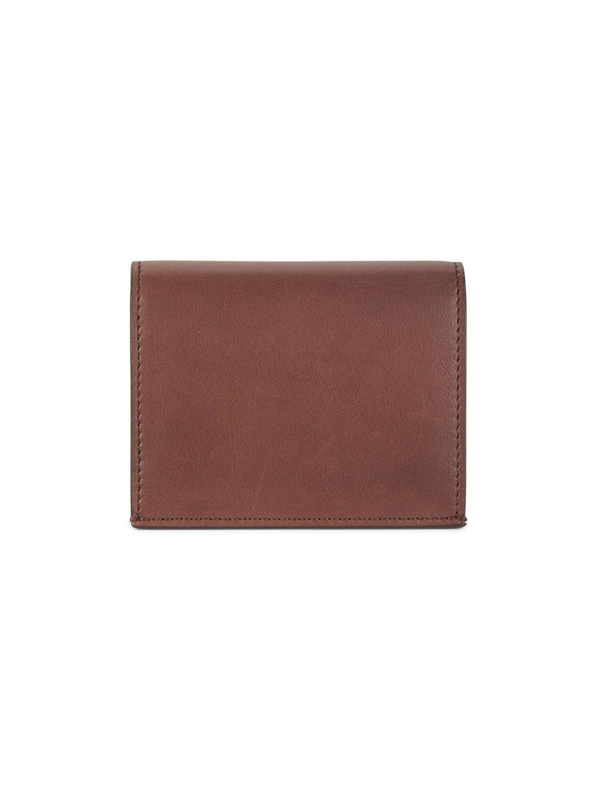 Thom Browne Men's Double Leather Card Case - Dark Brown