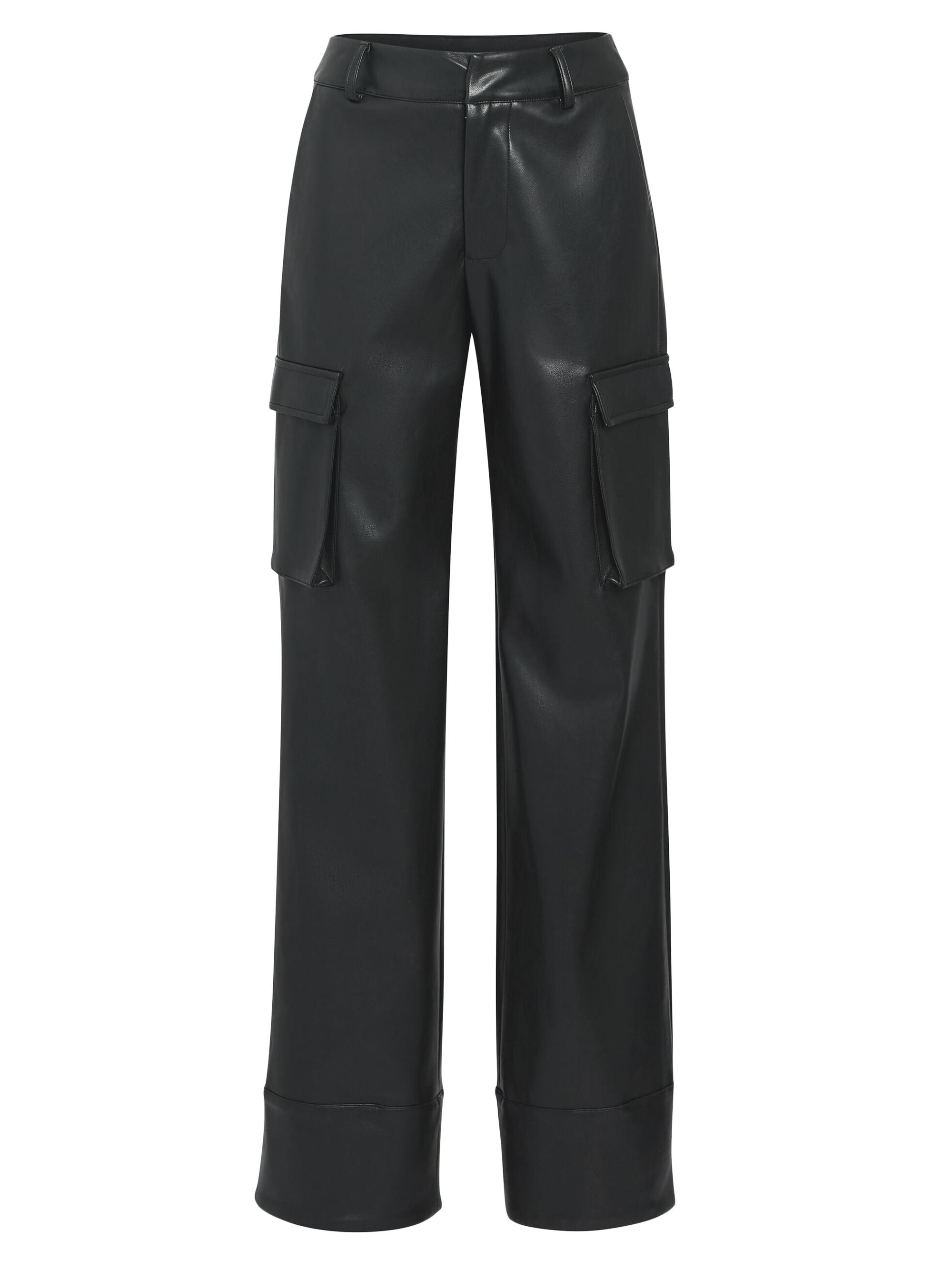 Ser.o.ya Women's Fifer Leather Mid Rise Cargo Pant - Black