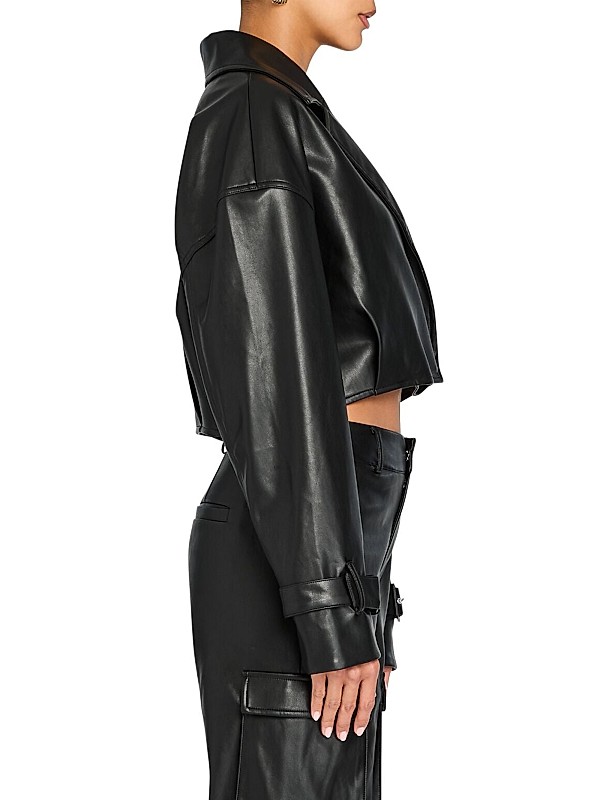 Shop Ser.o.ya Koda Leather Cropped Trench Jacket | Saks Shop Ser.o.ya Koda Leather Cropped Trench Jacket | Saks