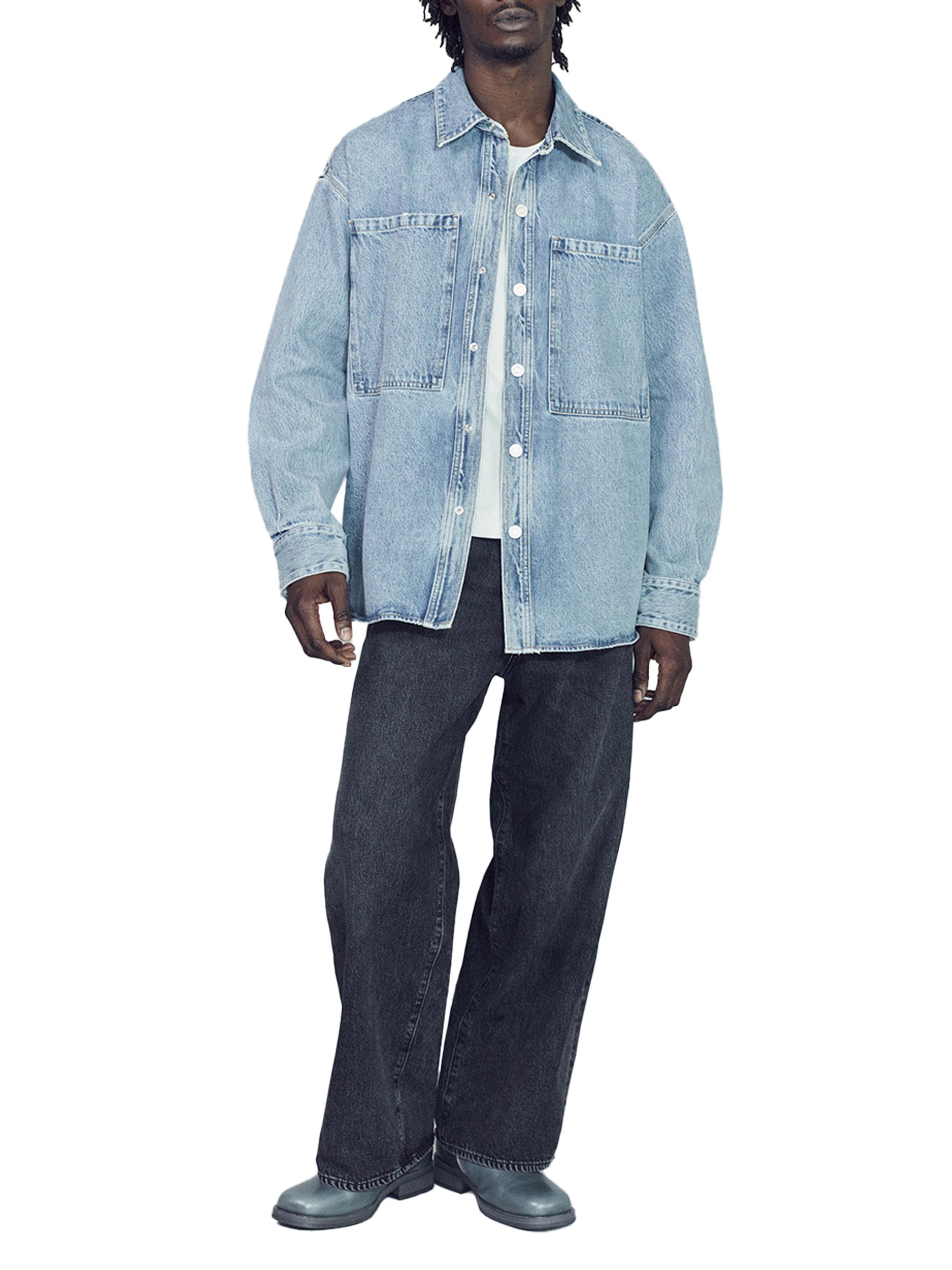 Agolde Men's Atticus Denim Shirt - Mid Indigo Marbel
