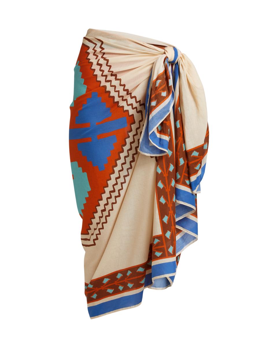 【Johanna Ortiz】プリントコットンビーチ cover-up Printed cotton beach cover-up in black - Johanna Ortiz