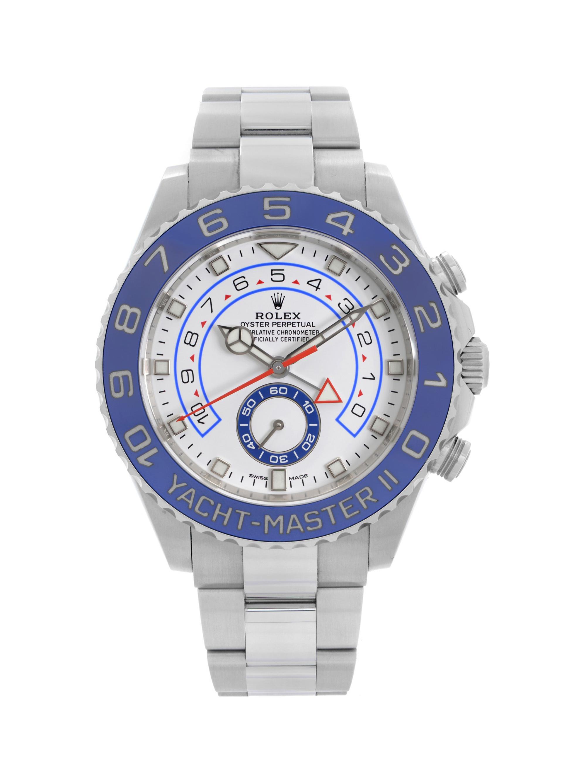Rolex Pre-Owned Yacht-Master II 44MM Ceramic Steel White Dial Automatic Men's Watch - Silver