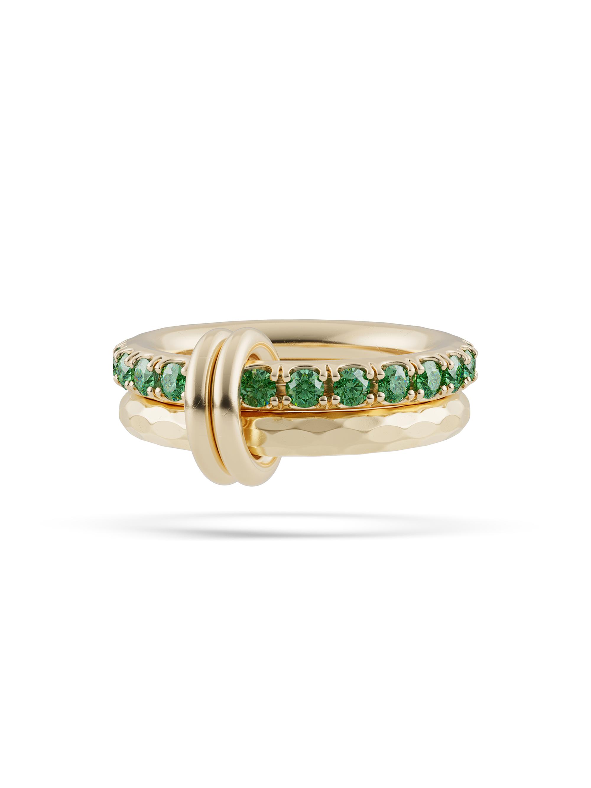 Spinelli Kilcollin Women's Vetra Vulcan 18K Yellow Gold & Gemstone Double-Band Ring - Emerald