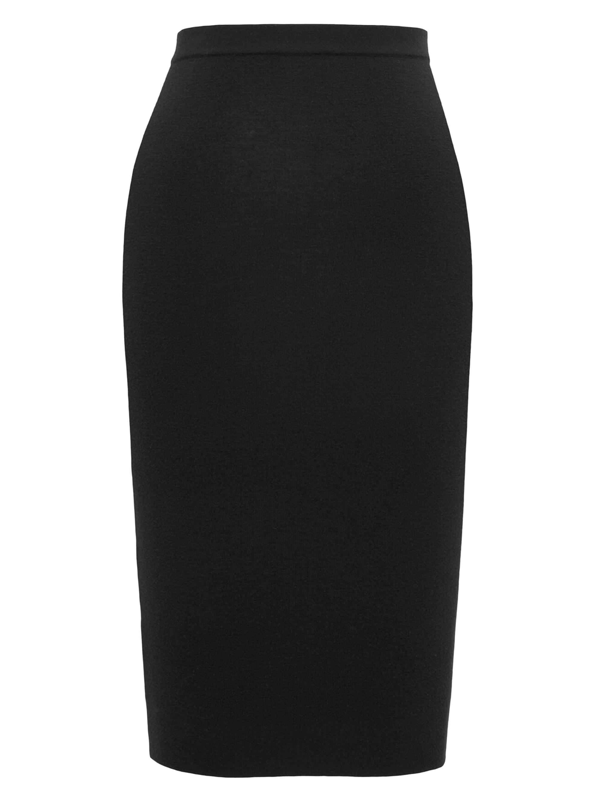 Saint Laurent Women's Pencil Skirt in Ribbed Wool - Black