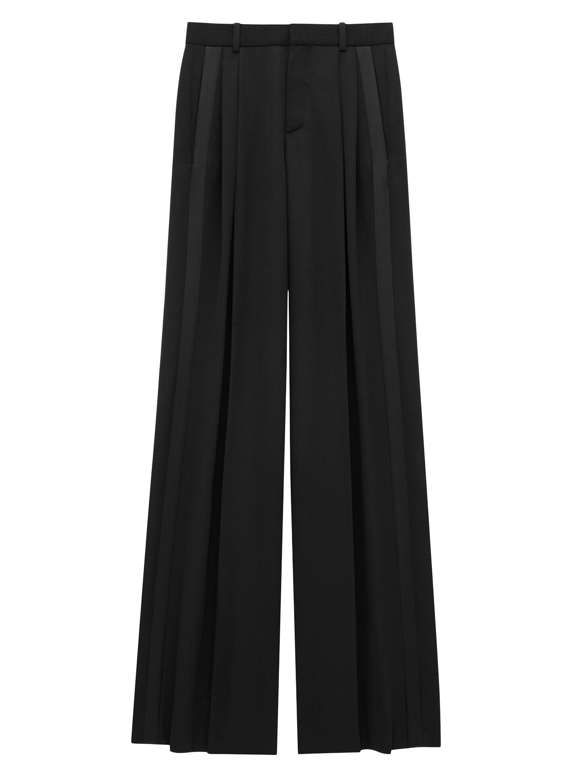 Saint Laurent Women's Tuxedo Pants in Grain De Poudre - Black