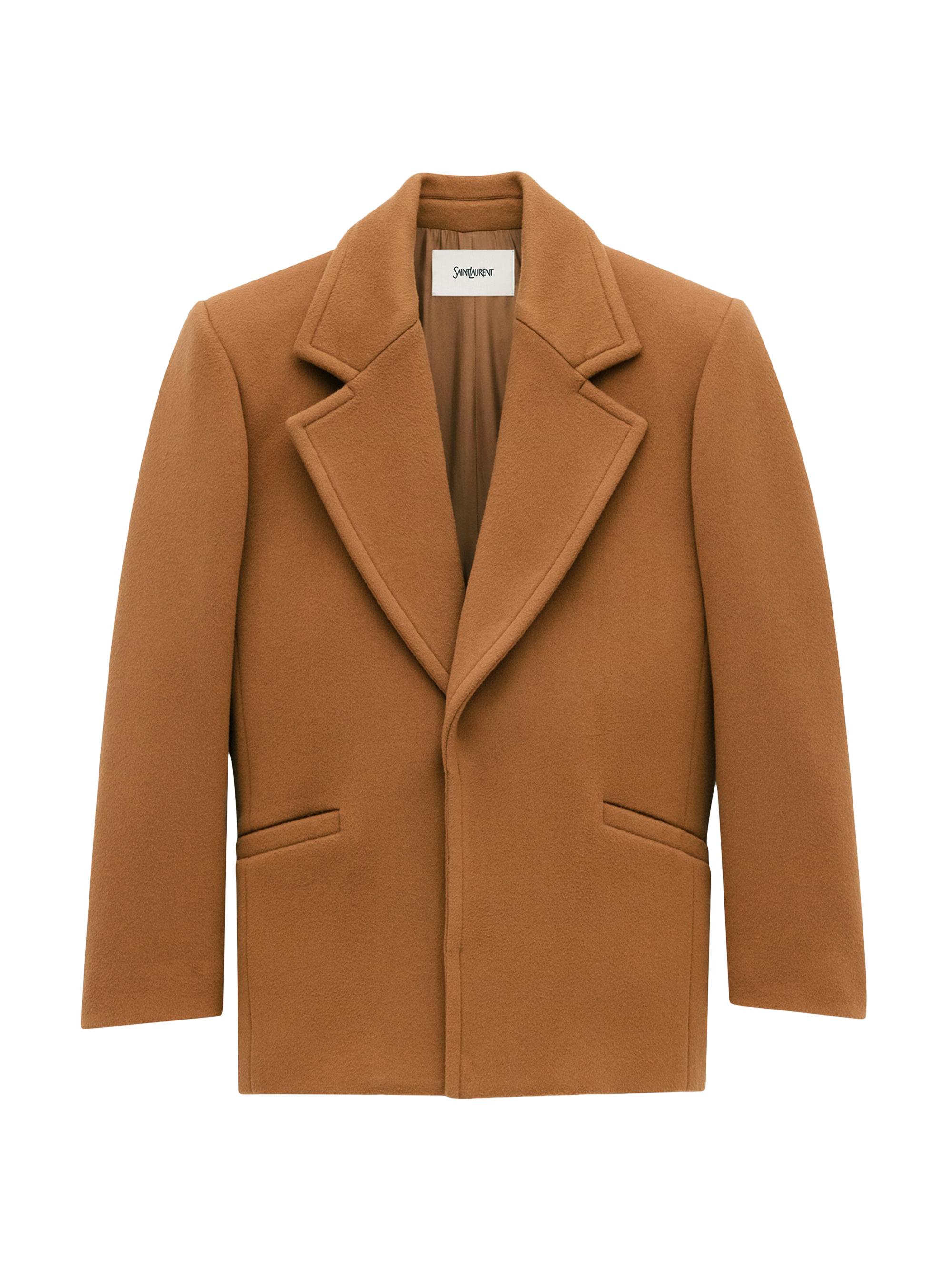 Saint Laurent Women's Short Coat in Wool - Camel