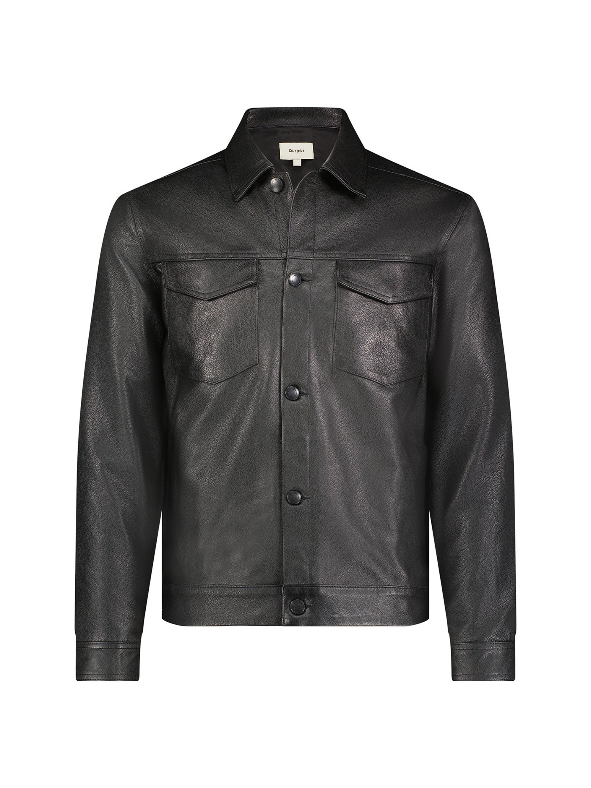 DL1961 Premium Denim Men's Vaughn Trucker Obsidian Denim Jacket - Obsidian