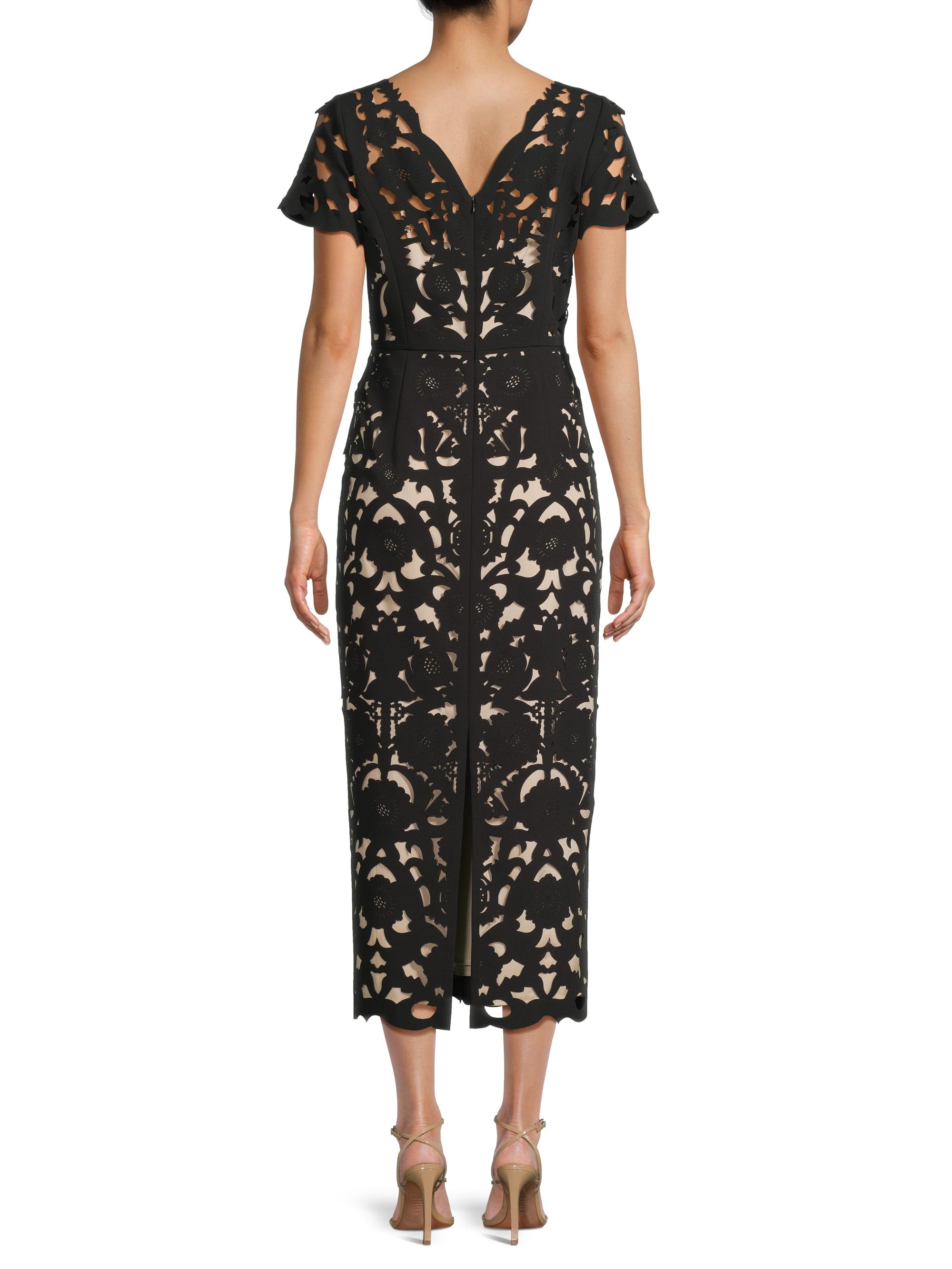 Shani Floral Crepe Laser-Cut Midi-Dress | Saks Fifth Avenue