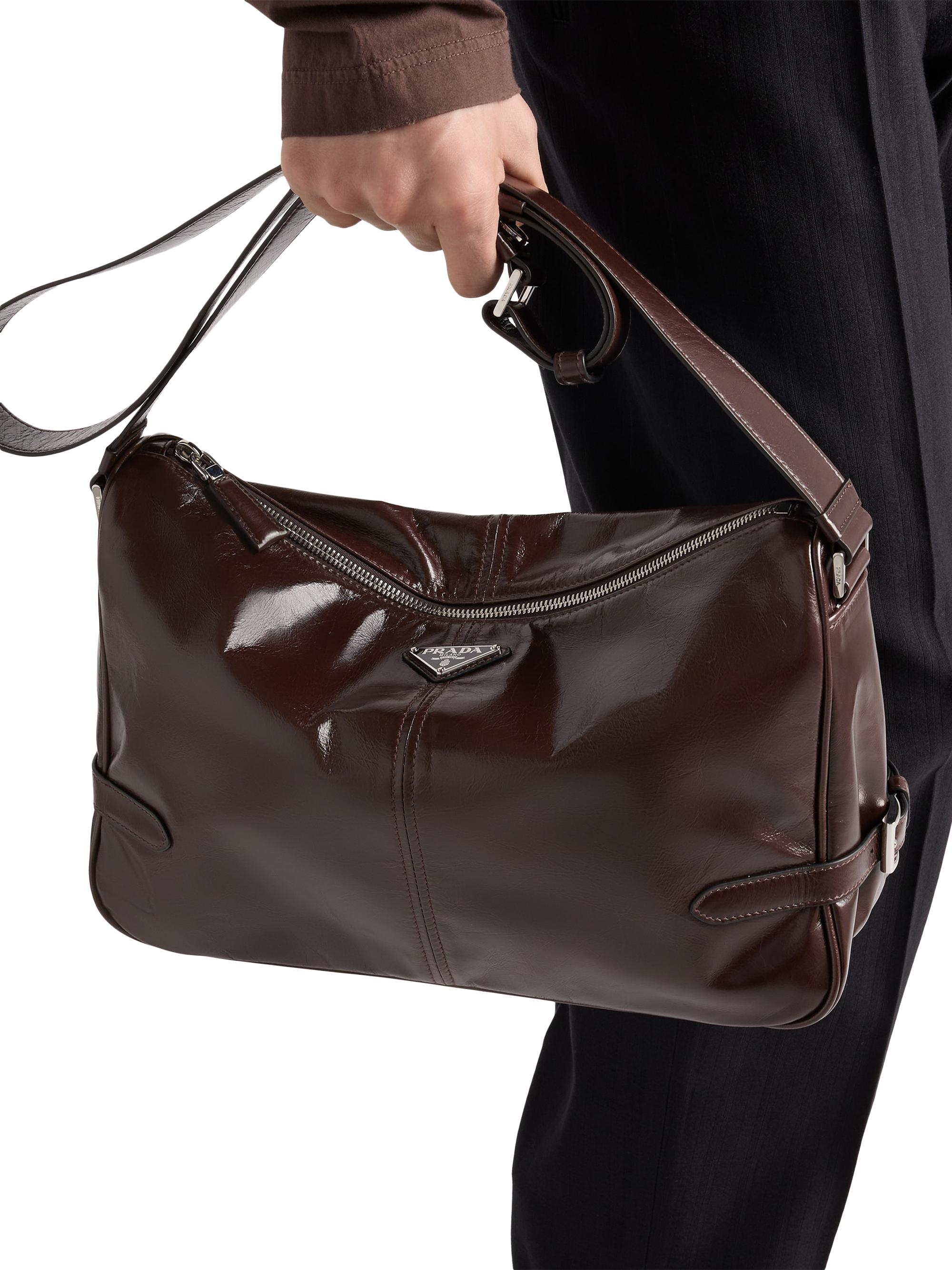 Prada Men's Leather Shoulder Bag - Dark Brown | Thumbnail 3