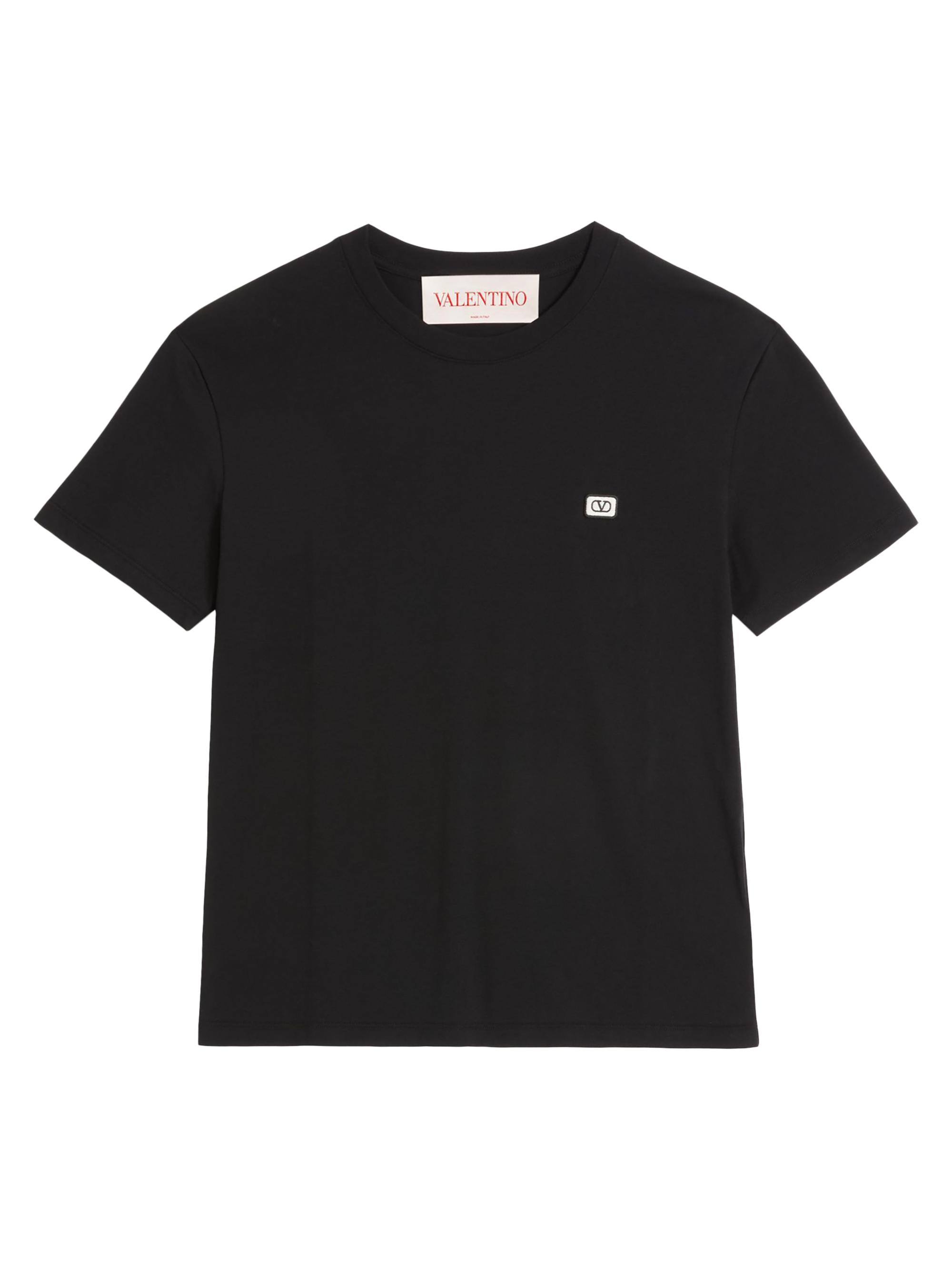 Valentino Garavani Cotton T-Shirt with Metallic V Detail | Saks