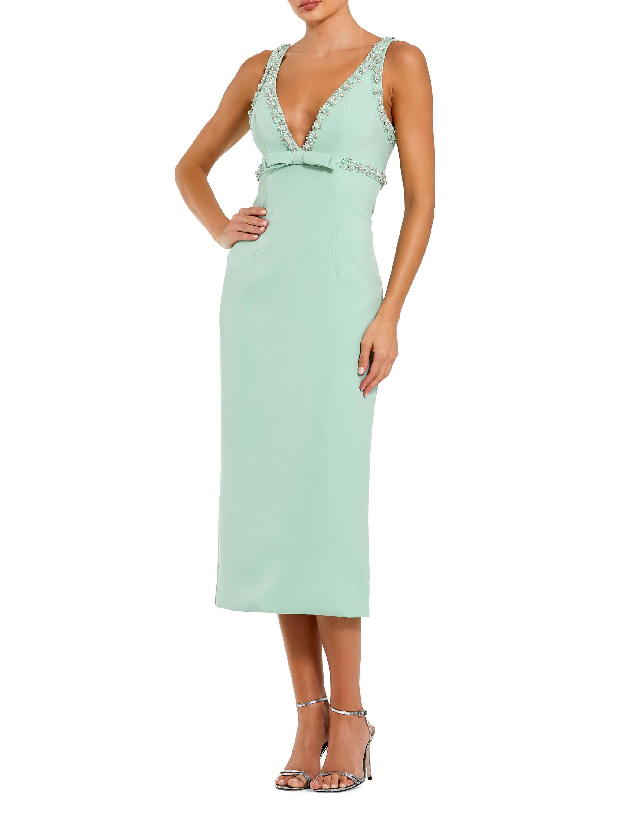 Mac Duggal Women's Ieena Crepe Bow Midi-Dress - Sage