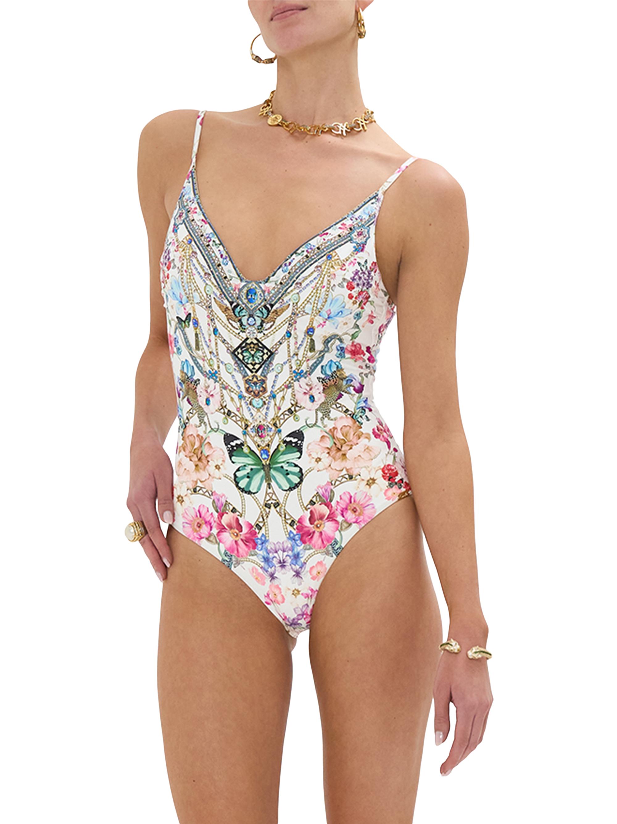 Wired V-Neck One-Piece Swimsuit