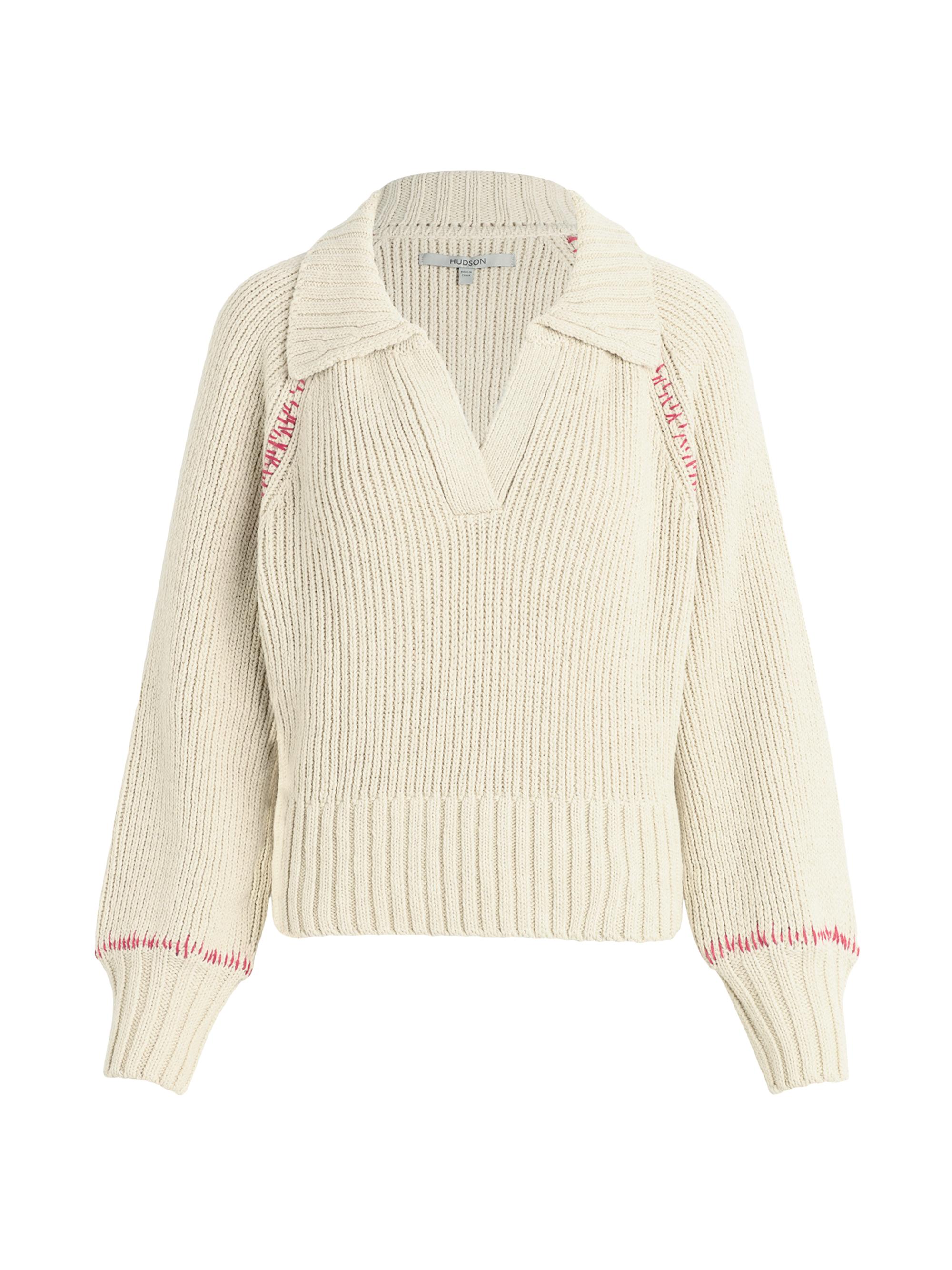 Hudson Jeans Women's Cotton-Blend V-Neck Sweater - Creme