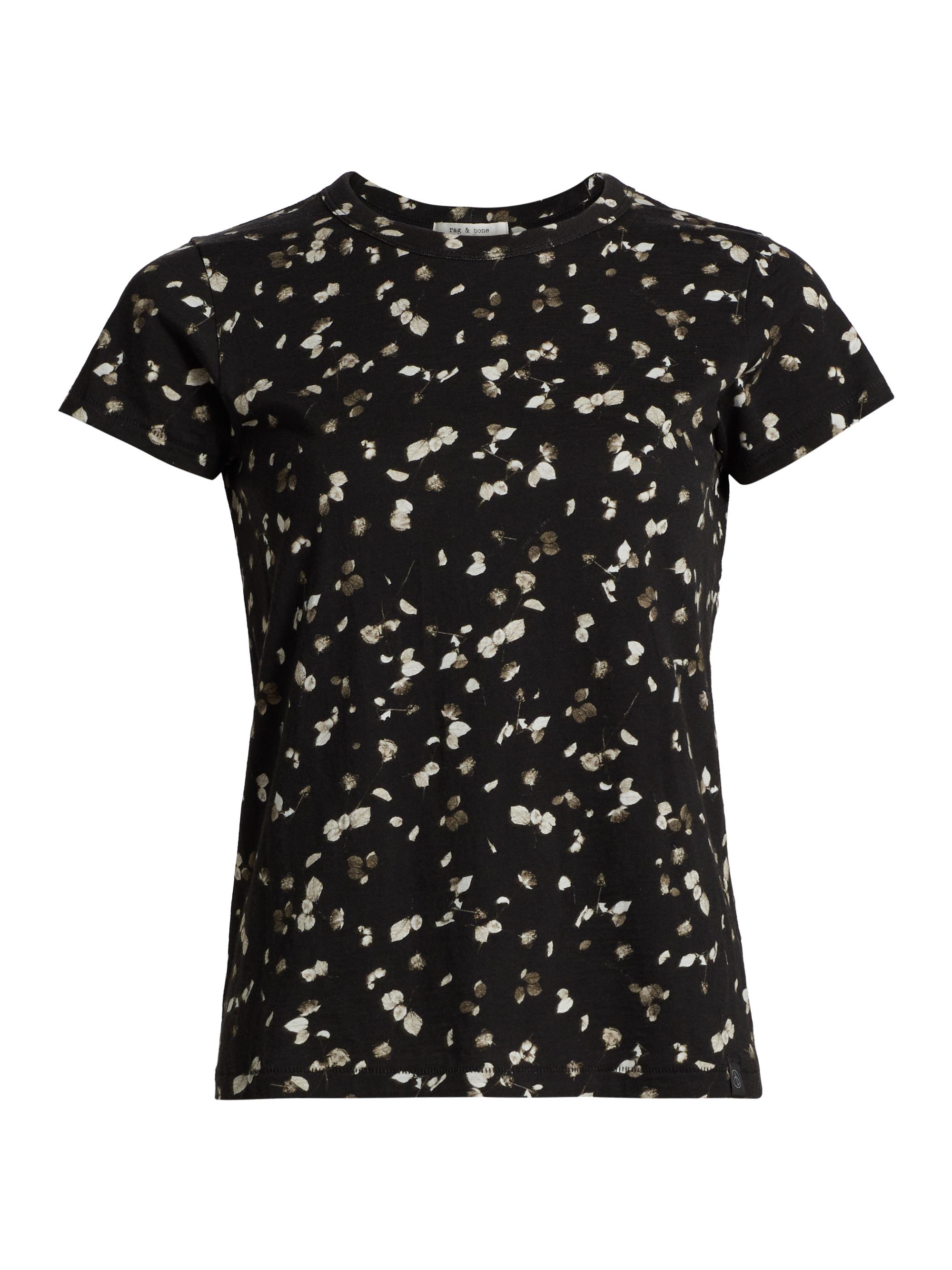 rag & bone Women's All Over Rose T-Shirt - Black Multi