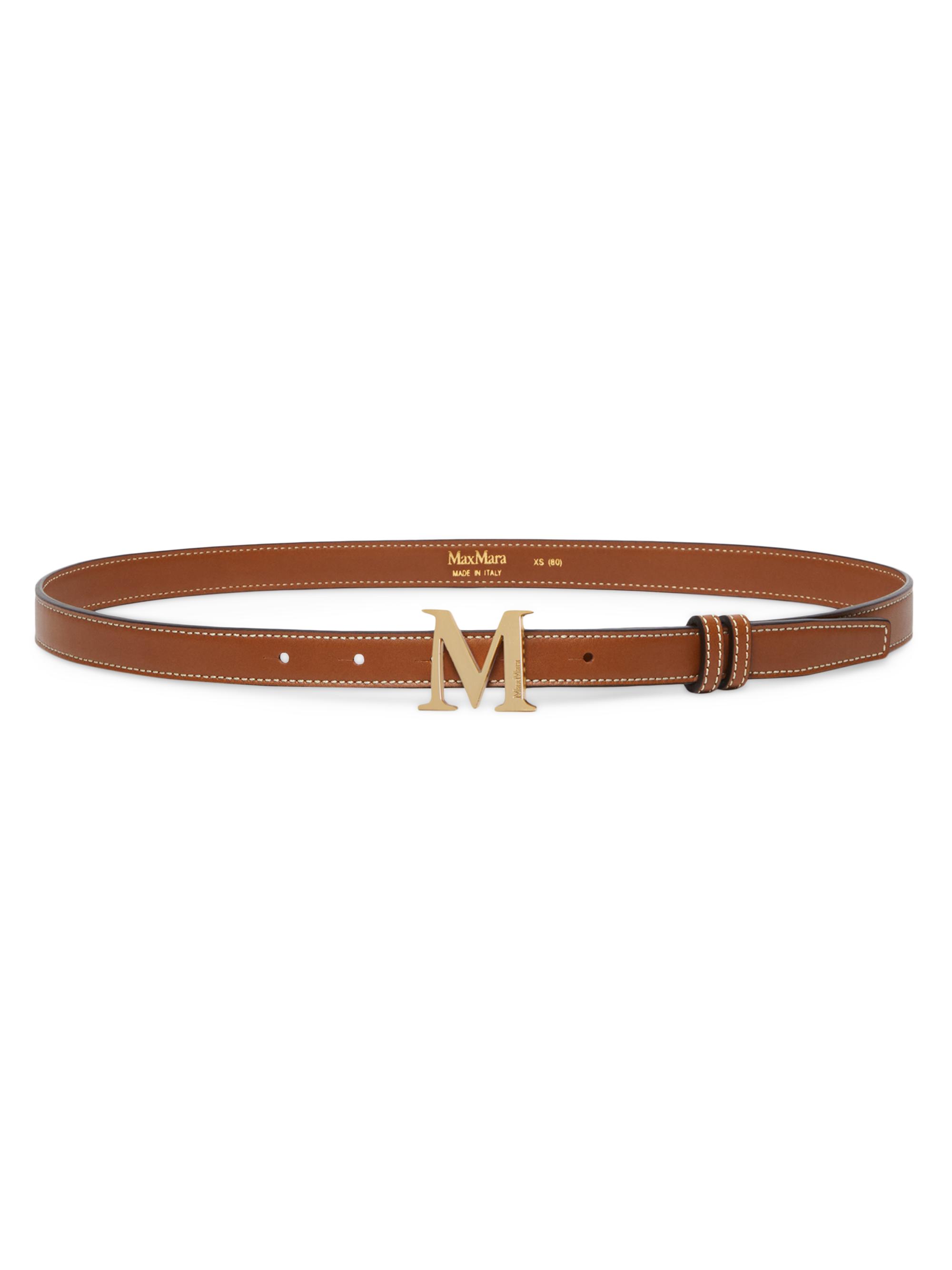 Max Mara Women's Monogram Classic Leather Belt - Amber Brown