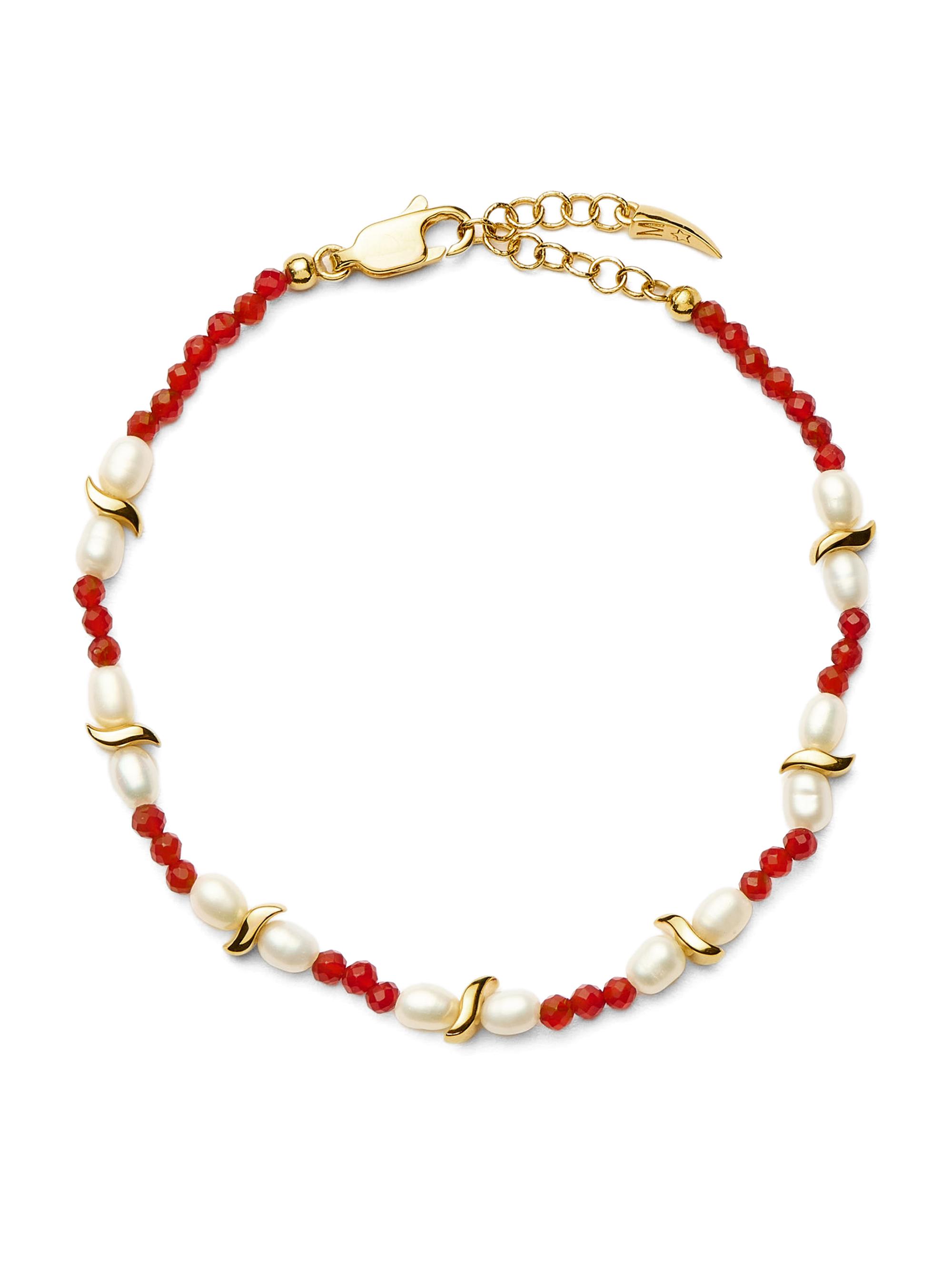 Missoma Women's Savi 18K-Gold-Plated, Garnet & Freshwater Pearl Beaded Bracelet - Gold