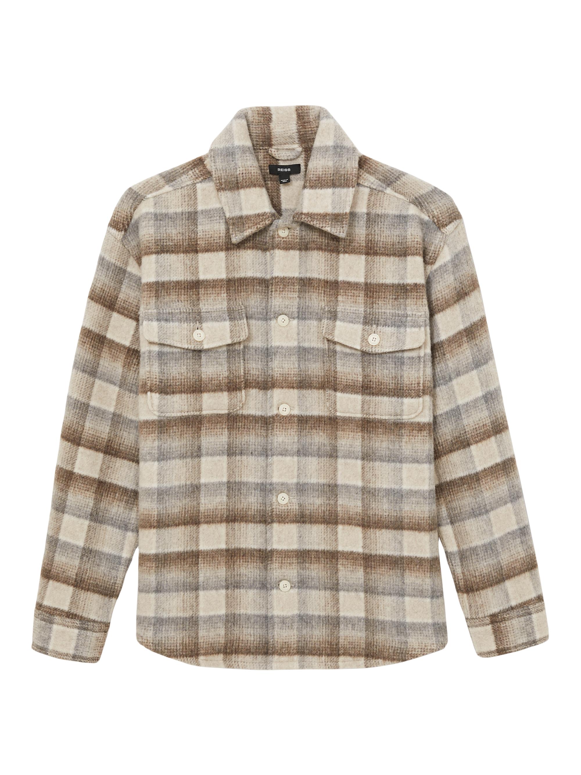 Reiss Men's Mellish Plaid Jacket - Oatmeal