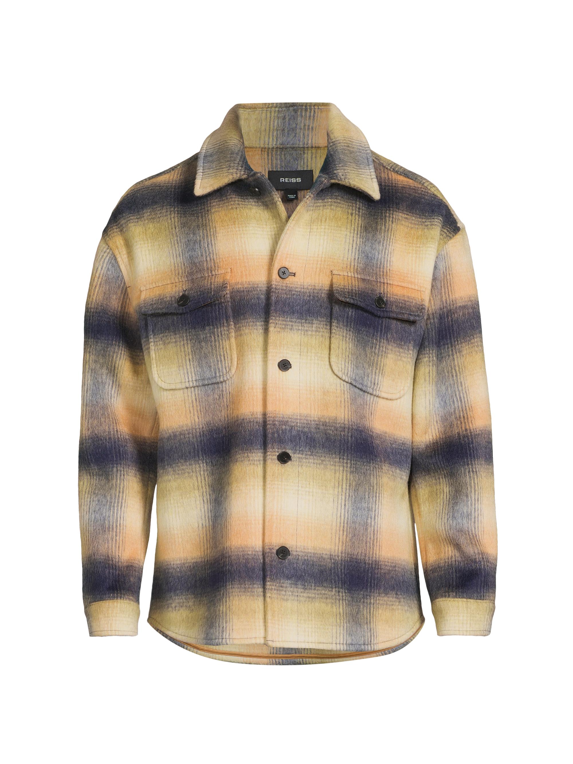 Reiss Men's Kinkade Plaid Jacket - Amber Orange