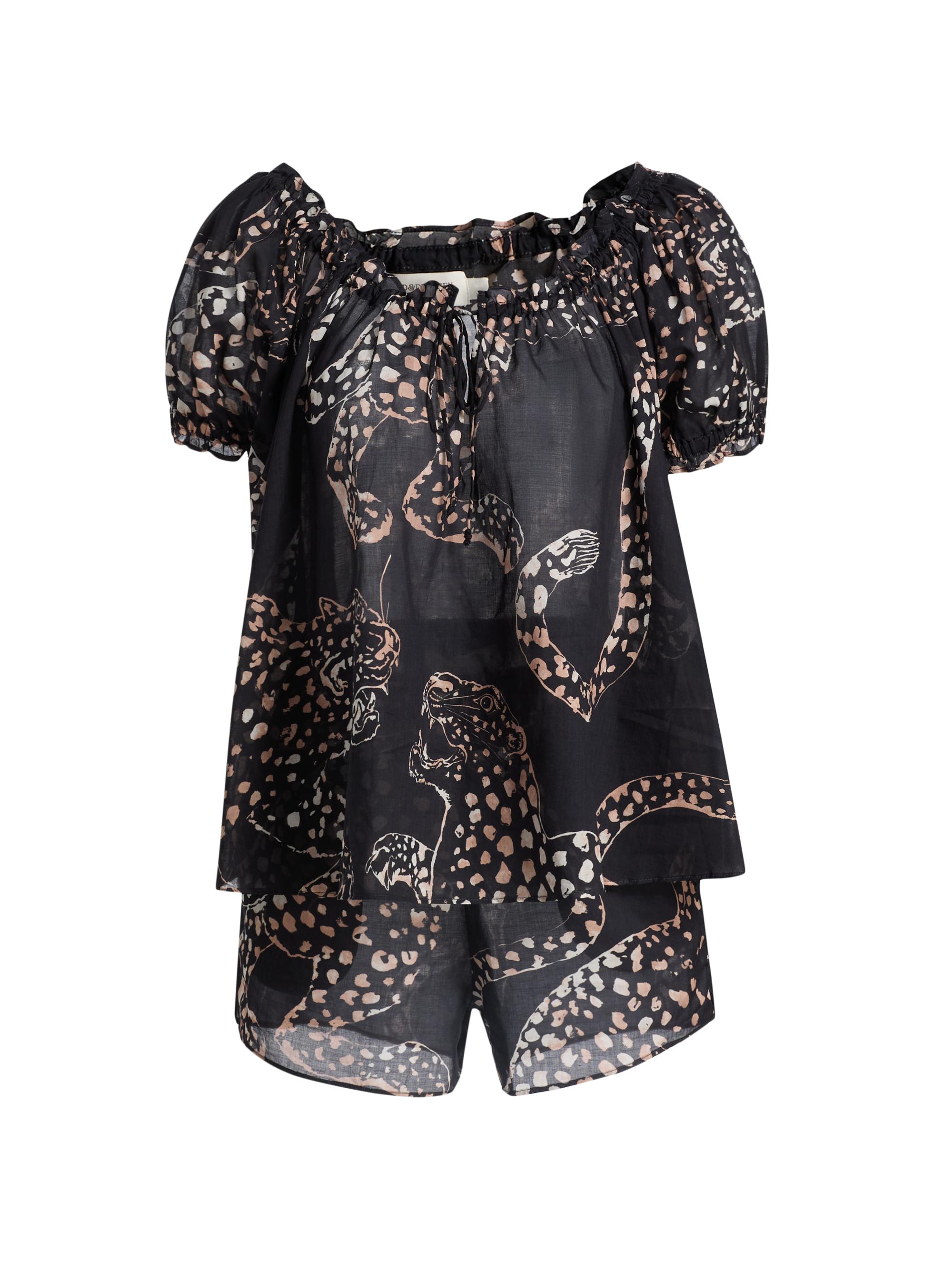 Desmond & Dempsey Women's Jaguar-Print Cotton Pajamas - Jag Navy